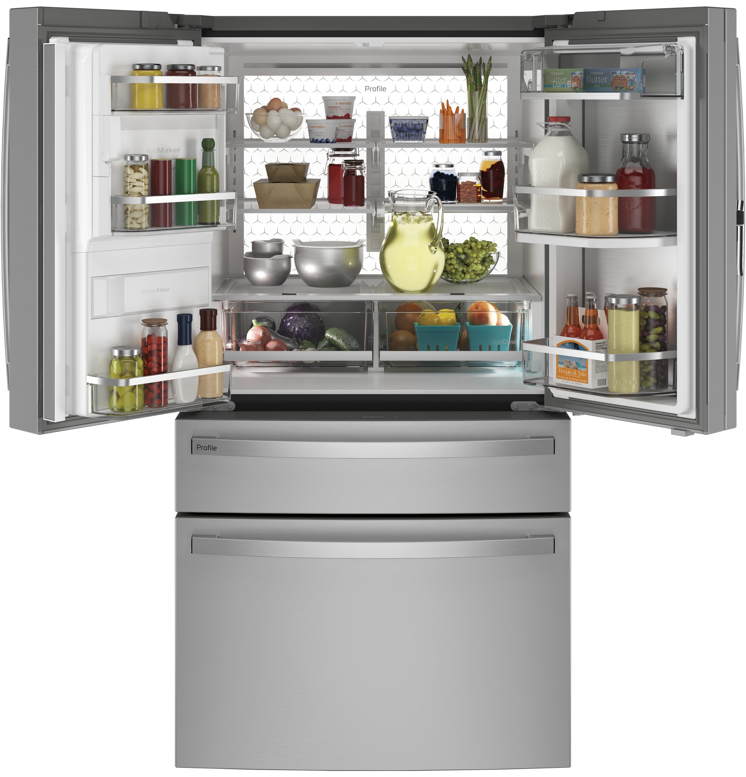 GE Profile 22.4 Cu. Ft. Counter-Depth 4-Door French-Door Refrigerator | PXD22BYPFS