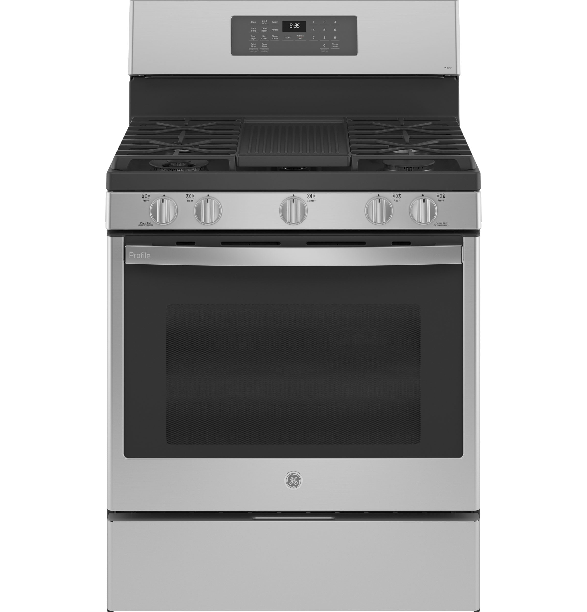 GE Profile Free-Standing Self Clean Gas Fingerprint Resistant Range with Air Fry | PGB935YPFS