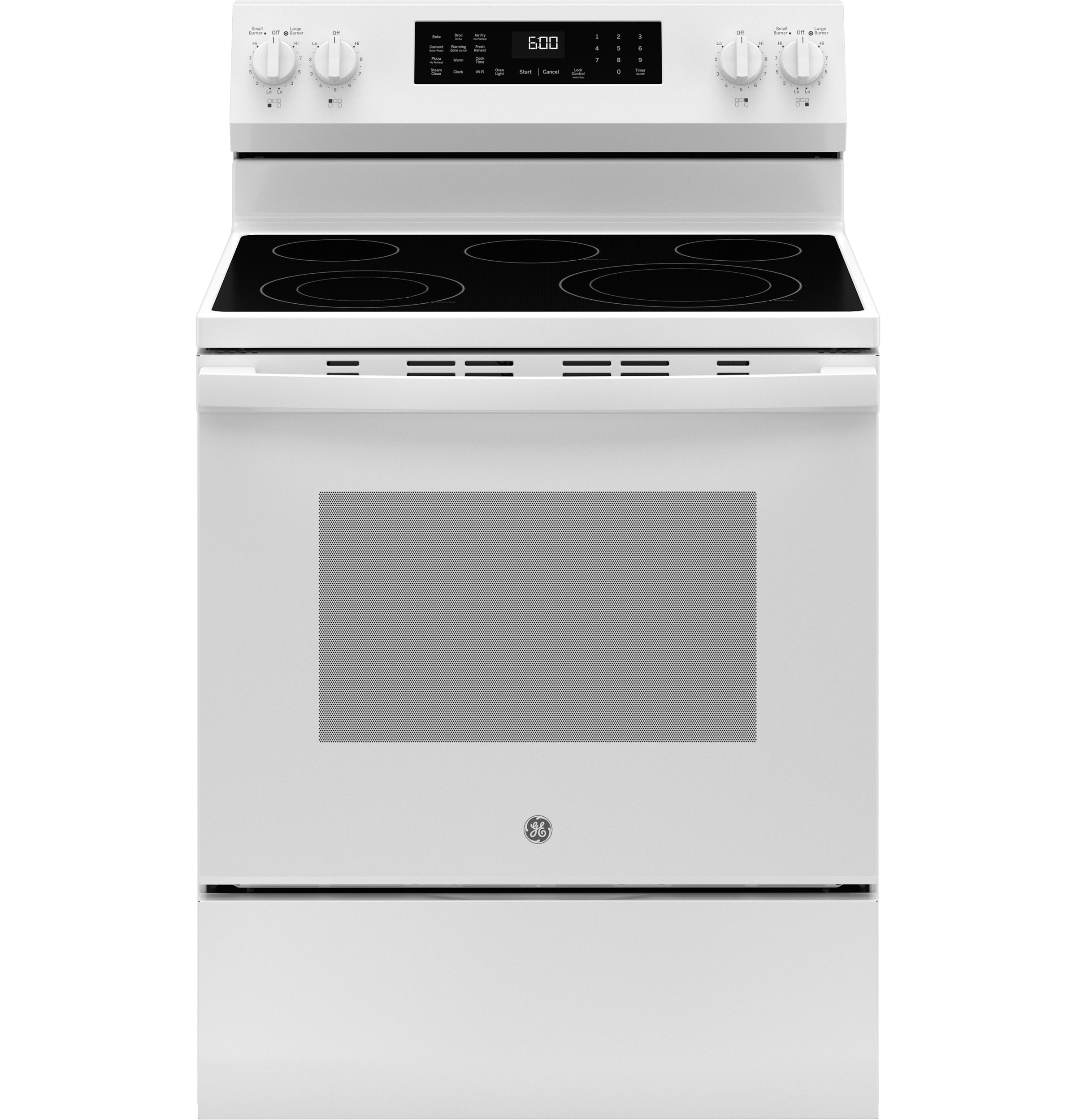 GE 30" Free-Standing Electric Convection Range with No Preheat Air Fry and EasyWash Oven Tray | GRF600AVWW