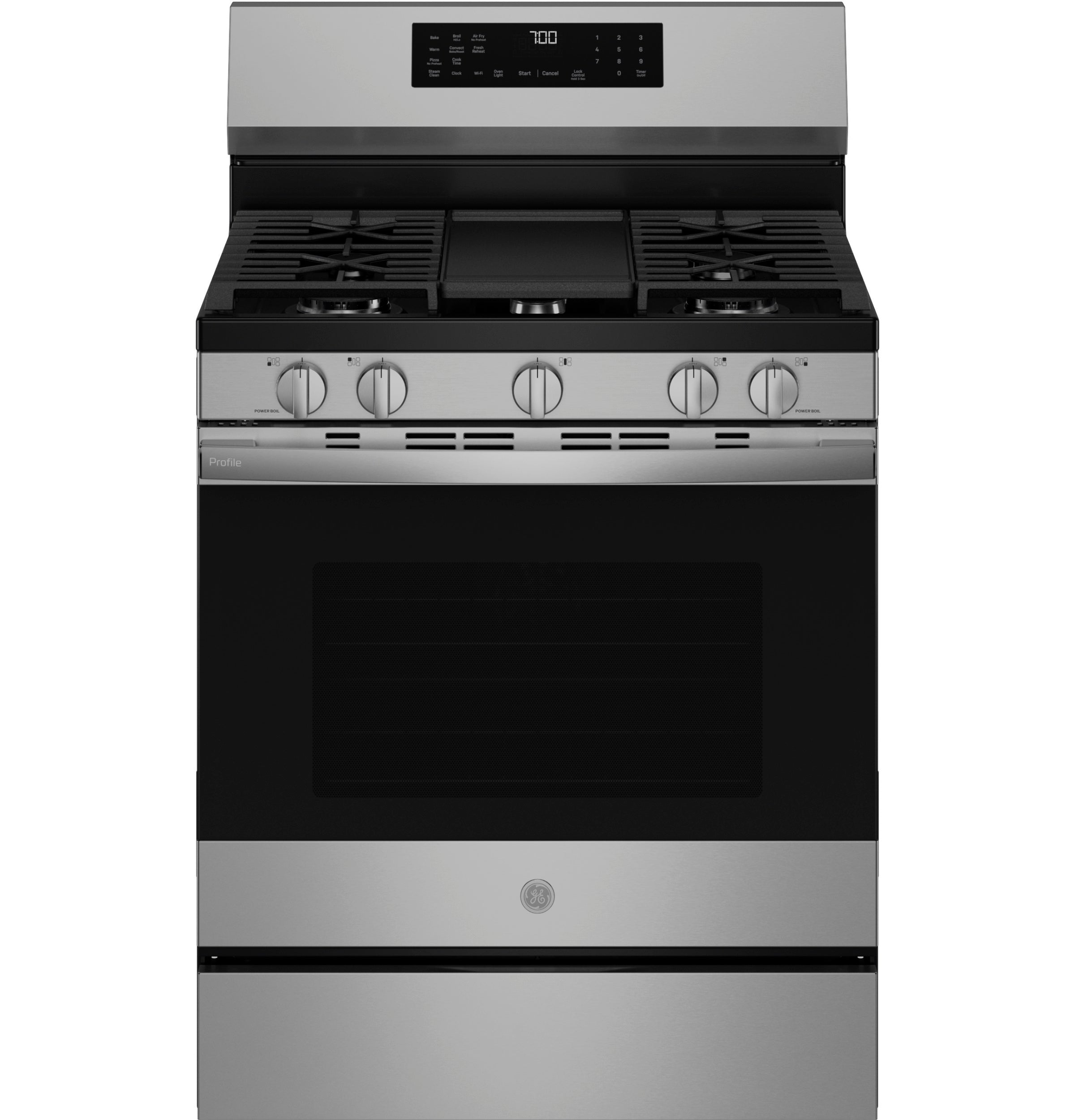 GE Profile Smart Free-Standing Gas Convection Range with No Preheat Air Fry and EasyWash™ Oven Tray | PGF700AYFS