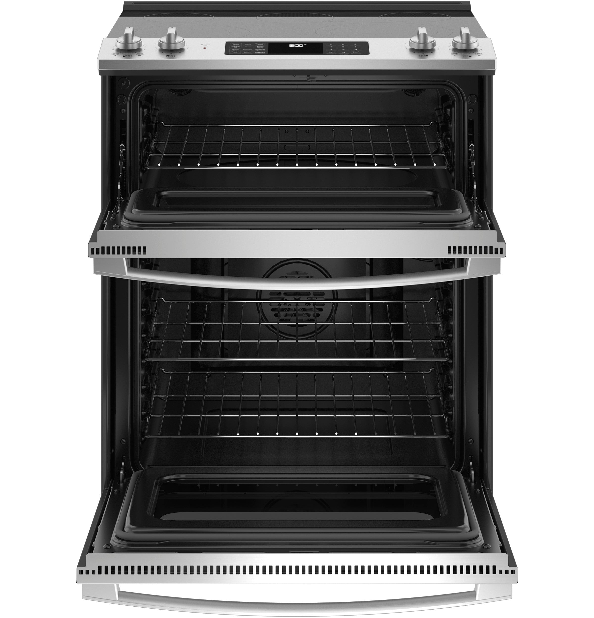 GE 30" Slide-In Electric Convection Double Oven Range | JSS86SPSS