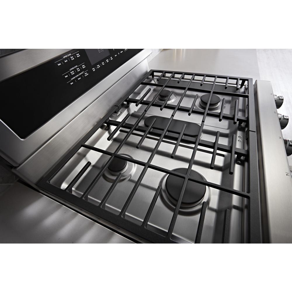 KitchenAid 5 Burner Gas Double Oven Convection Range | KFGD500EWH