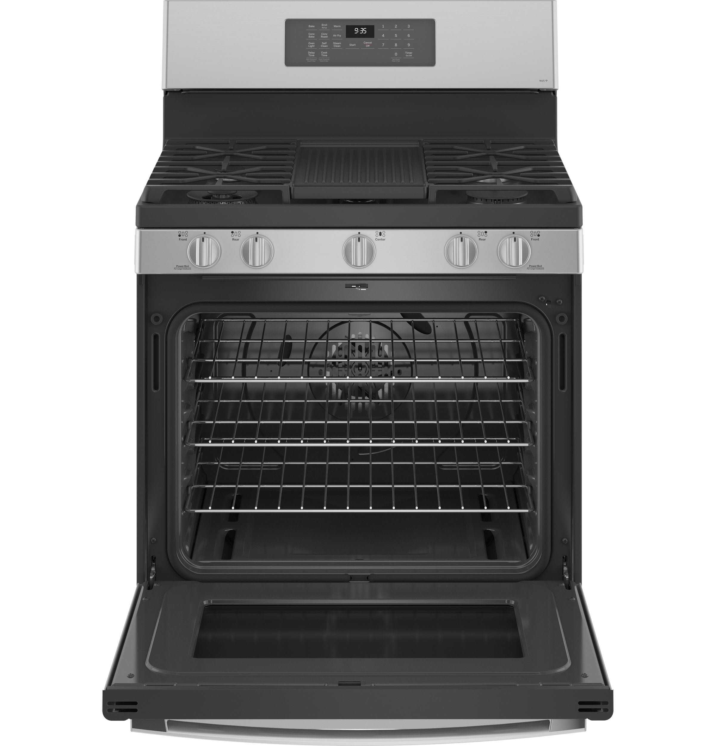 GE Profile Free-Standing Self Clean Gas Fingerprint Resistant Range with Air Fry | PGB935YPFS