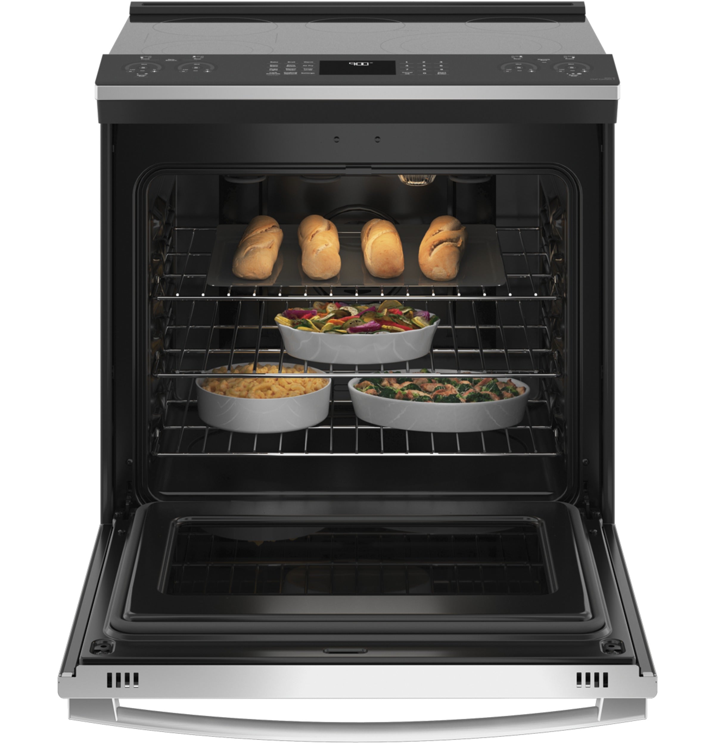 GE Profile Smart Slide-In Electric Convection Fingerprint Resistant Range with No Preheat Air Fry | PSS93YPFS