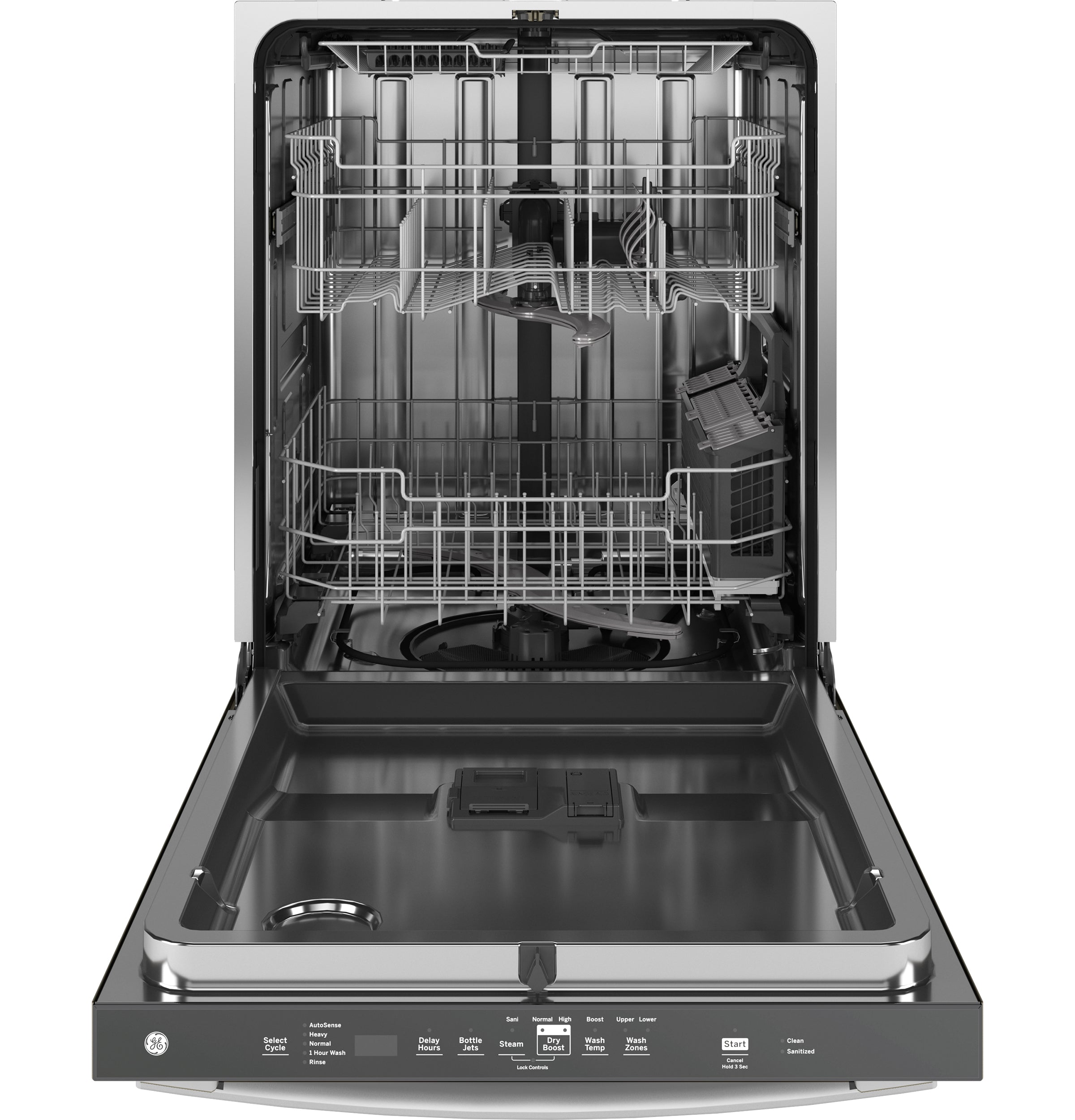 GE Top Control with Stainless Steel Interior Dishwasher with Sanitize Cycle | GDT670SGVBB