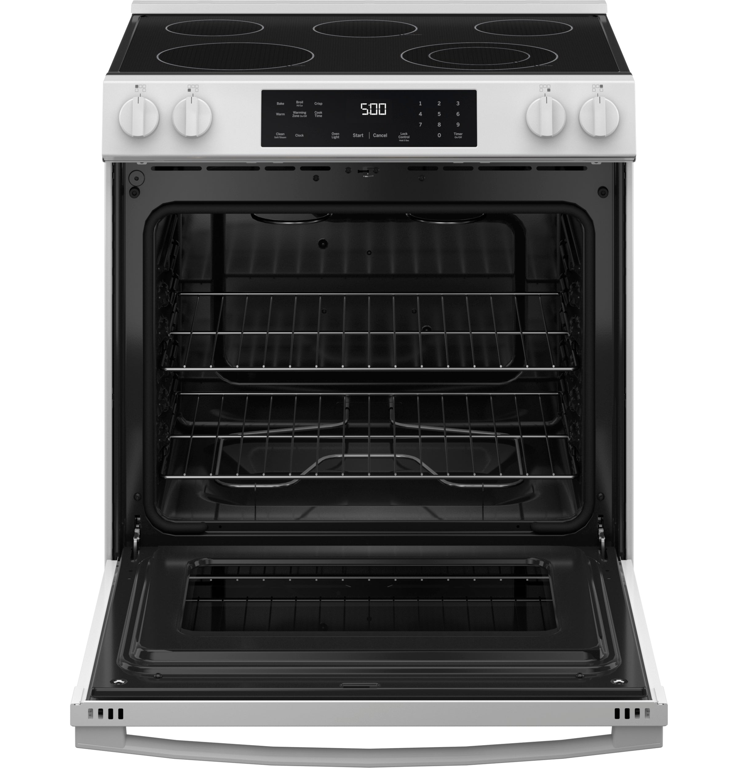GE 30" Slide-In Electric Range with Crisp Mode | GRS500PVWW