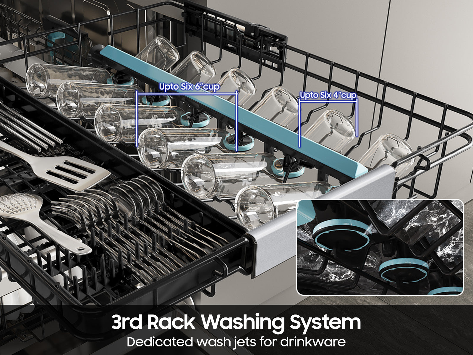 Samsung 38 dBA Bespoke Smart Dishwasher with 3rd Rack Washing System | DW90F89P0USR
