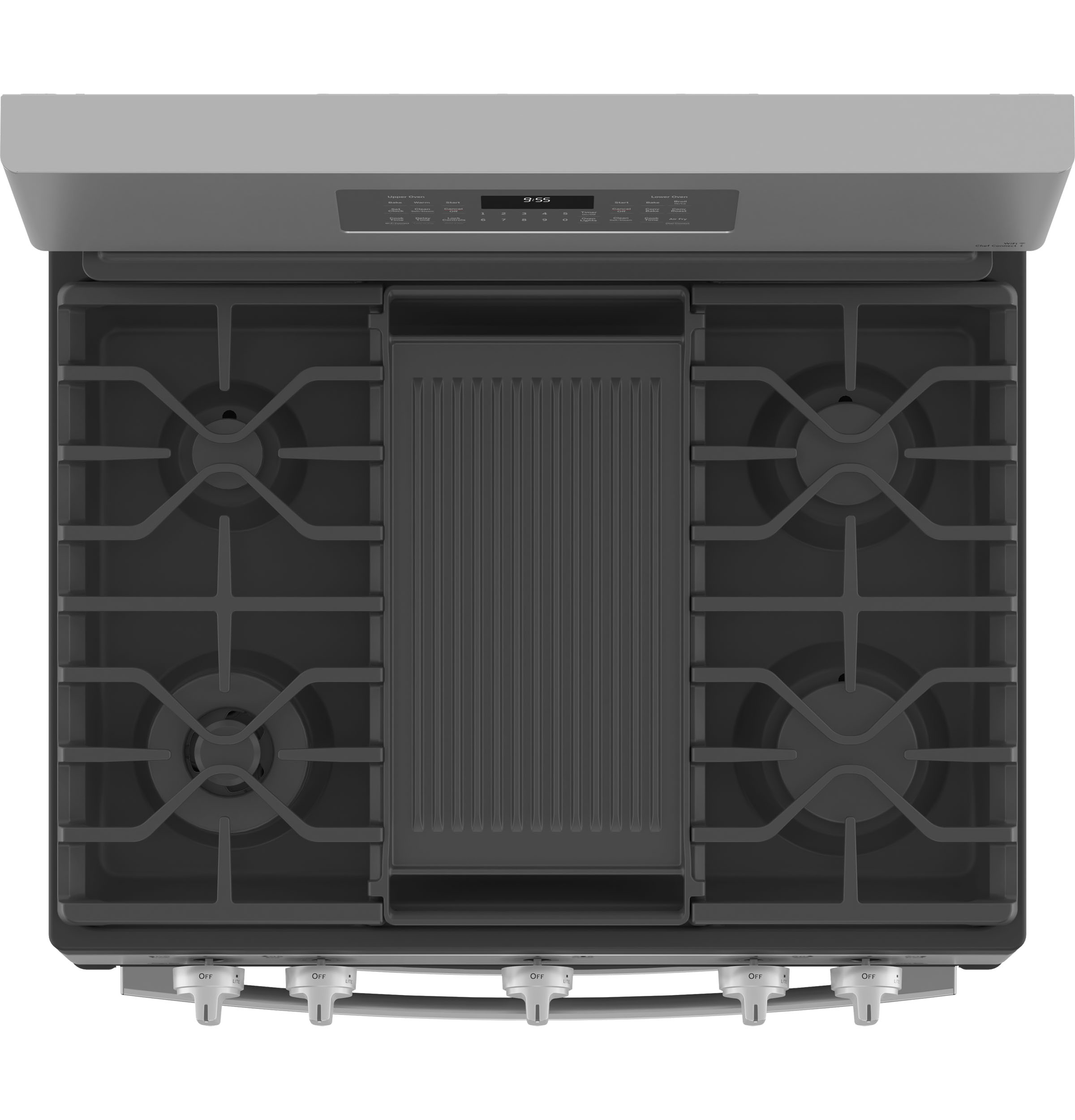 GE Profile Free-Standing Gas Double Oven Convection Fingerprint Resistant Range with No Preheat Air Fry | PGB965YPFS