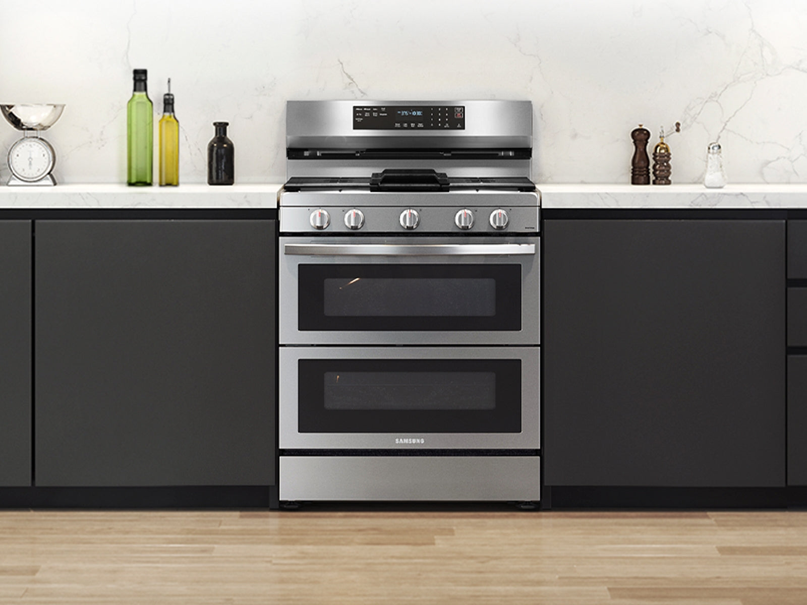 Samsung 6.0 cu. ft. Smart Freestanding Gas Range with Flex Duo™, Stainless Cooktop & Air Fry | NX60A6751SS