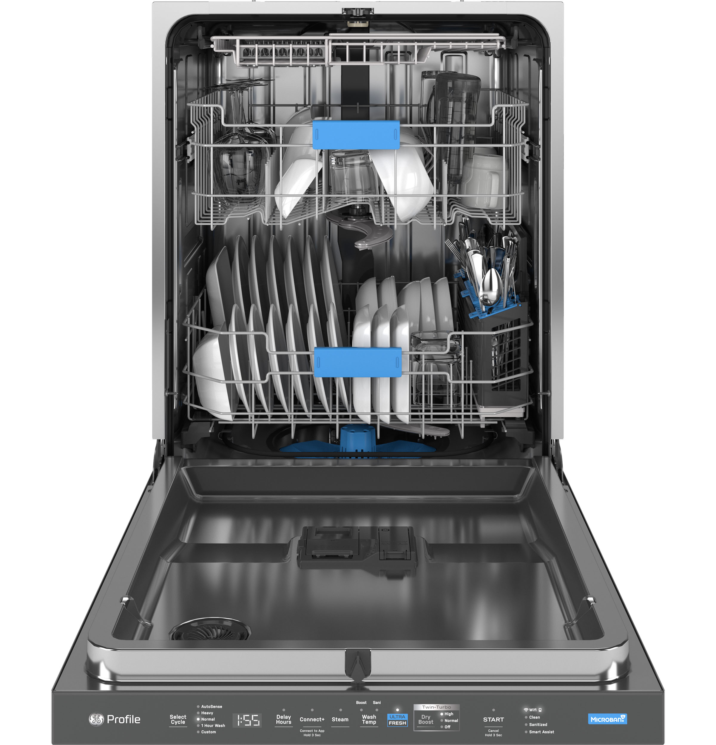 GE Profile Smart UltraFresh System Dishwasher with Microban Antimicrobial Technology with Deep Clean Washing 3rd Rack, 42 dBA | PDT755SYVFS