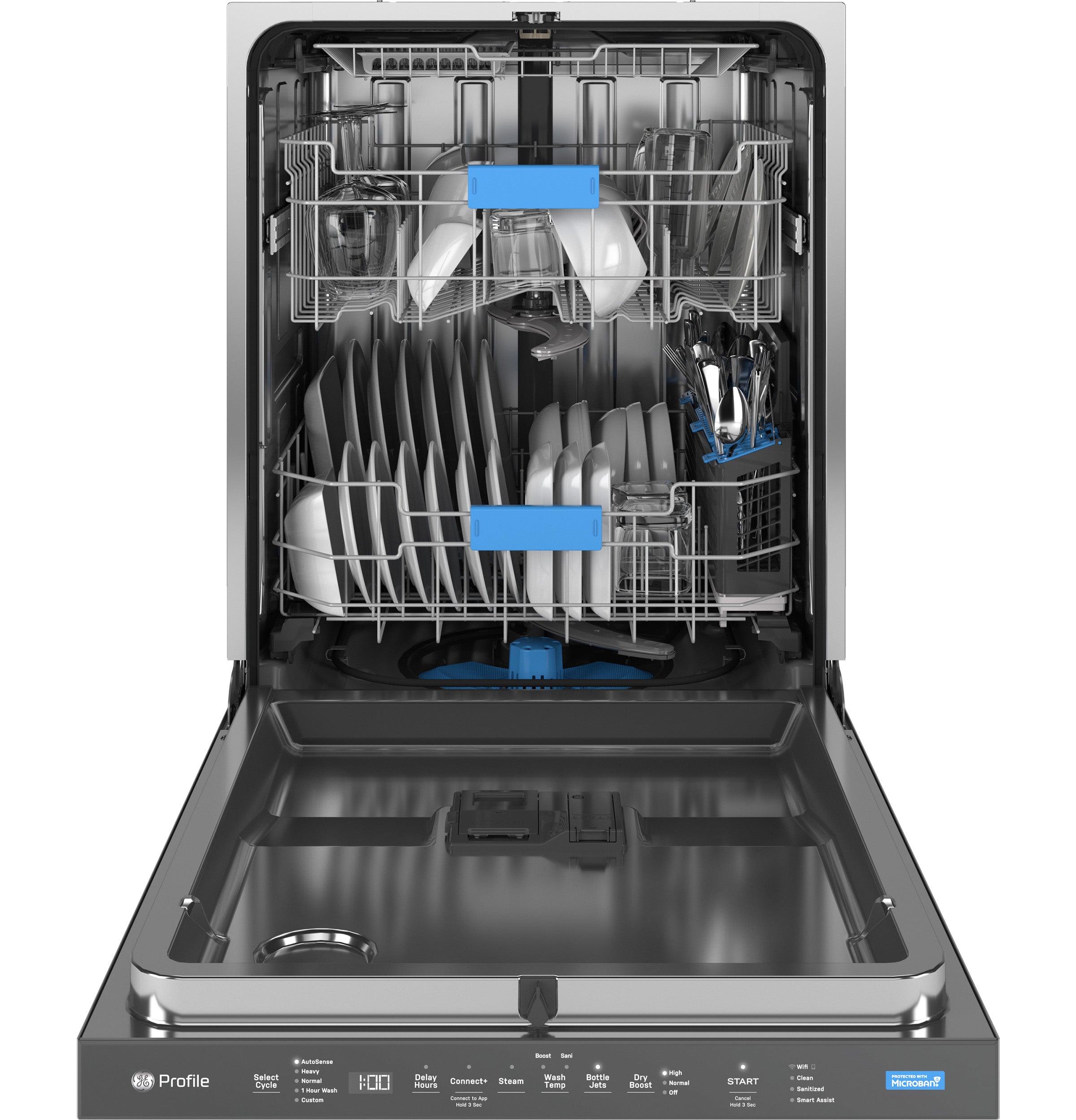 GE Profile Fingerprint Resistant Top Control Stainless Interior Dishwasher with Microban Antimicrobial Technology | PDP715SYVFS