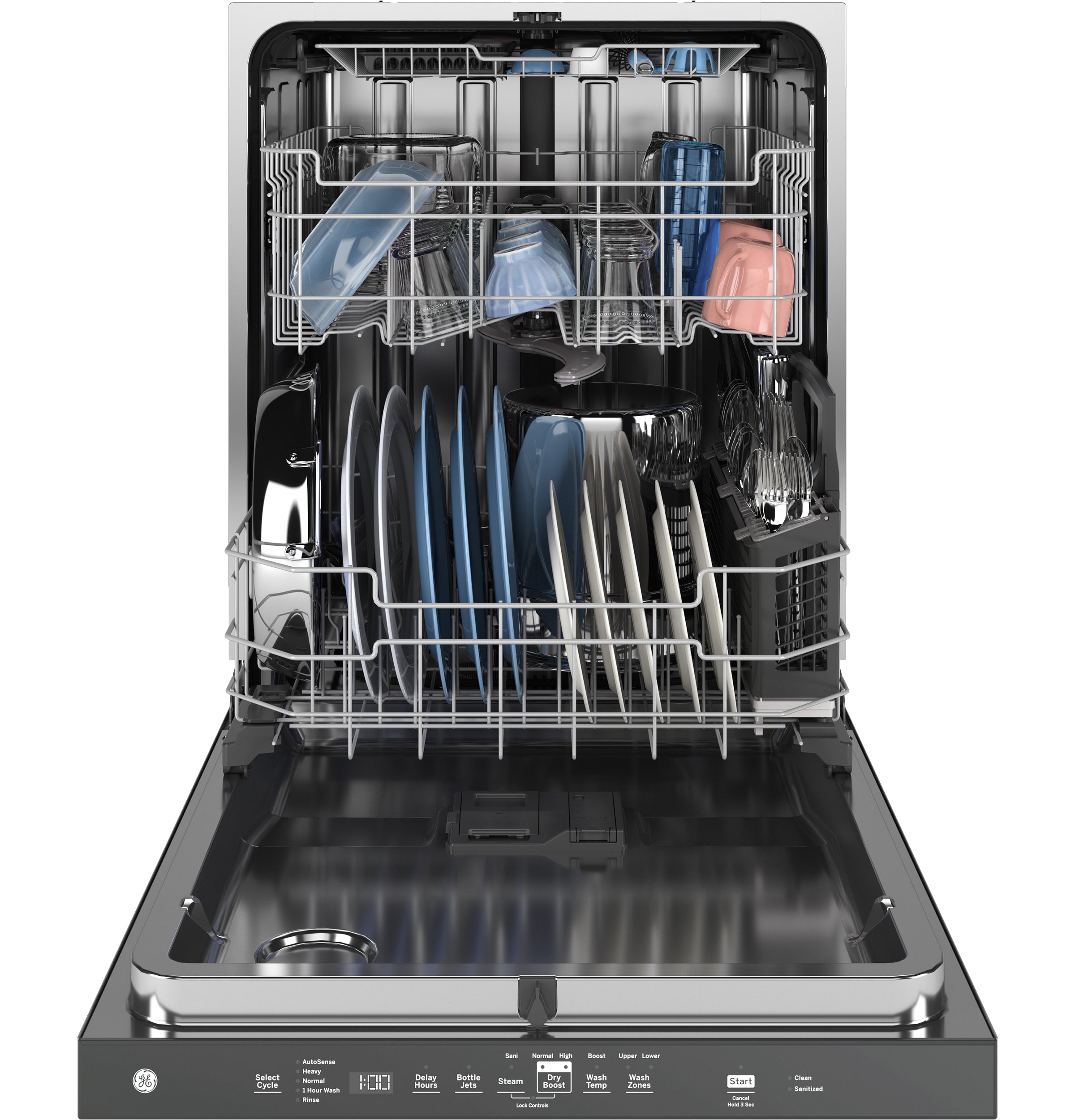 GE Top Control with Stainless Steel Interior Dishwasher with Sanitize Cycle | GDP670SMVES