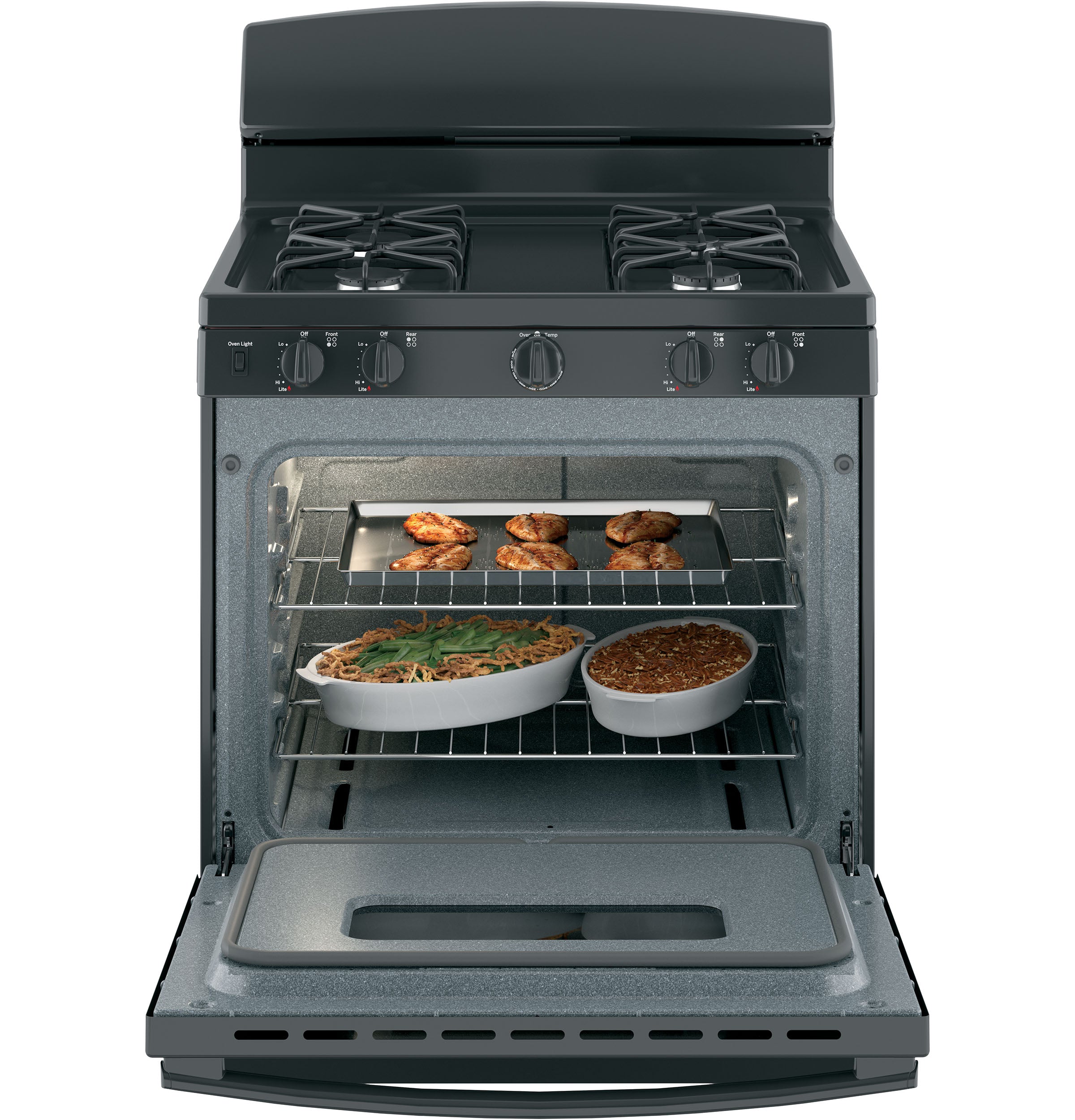 GE Free-Standing Front Control Gas Range | JGBS10DEMBB