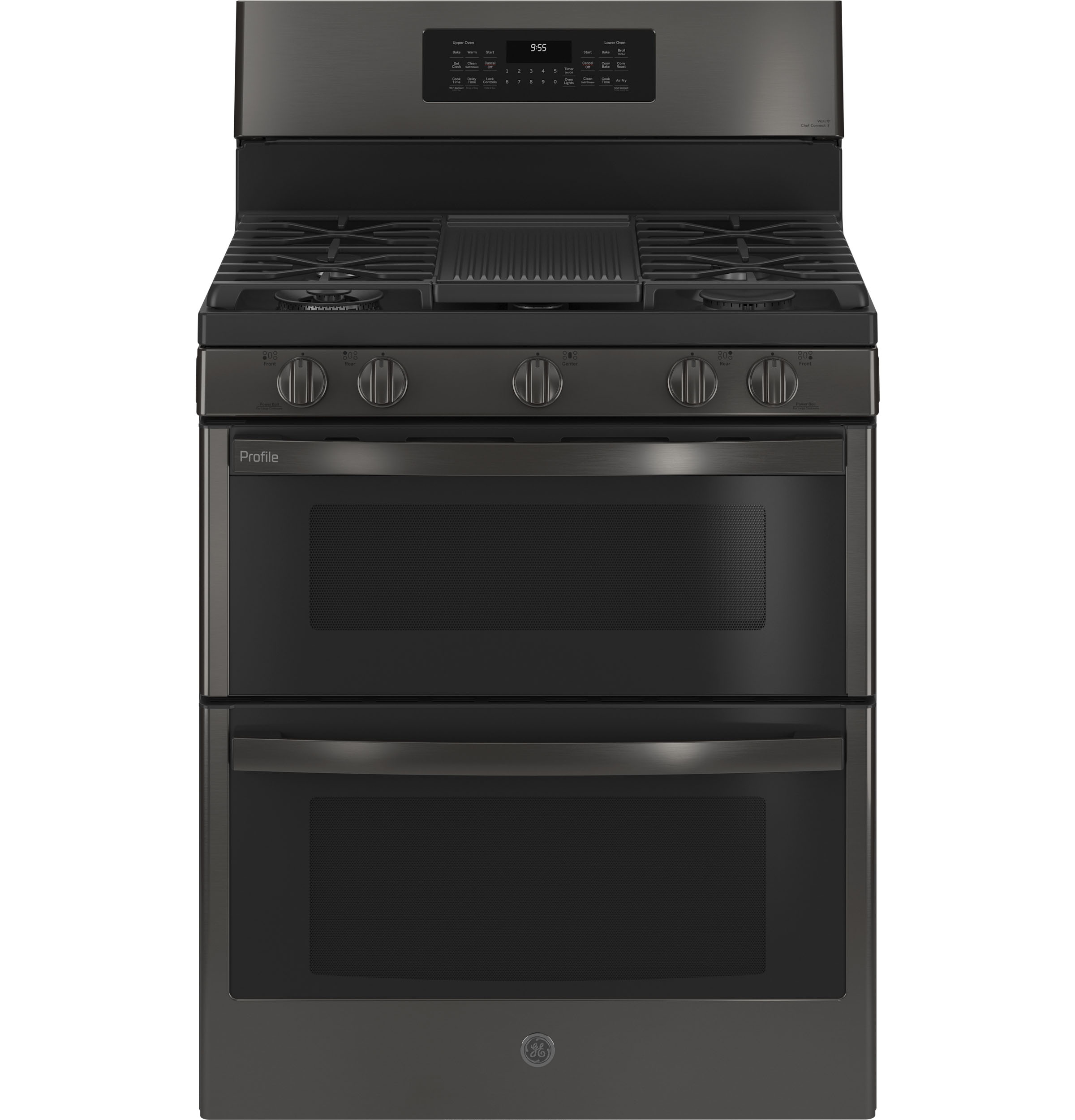 GE Profile Free-Standing Gas Double Oven Convection Fingerprint Resistant Range with No Preheat Air Fry | PGB965BPTS