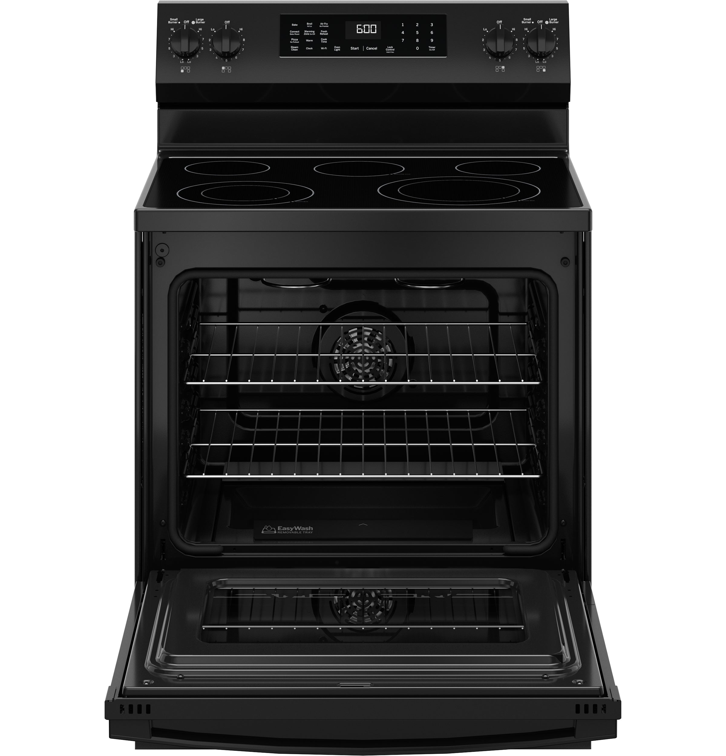 GE 30" Free-Standing Electric Convection Range with No Preheat Air Fry and EasyWash Oven Tray | GRF600AVBB