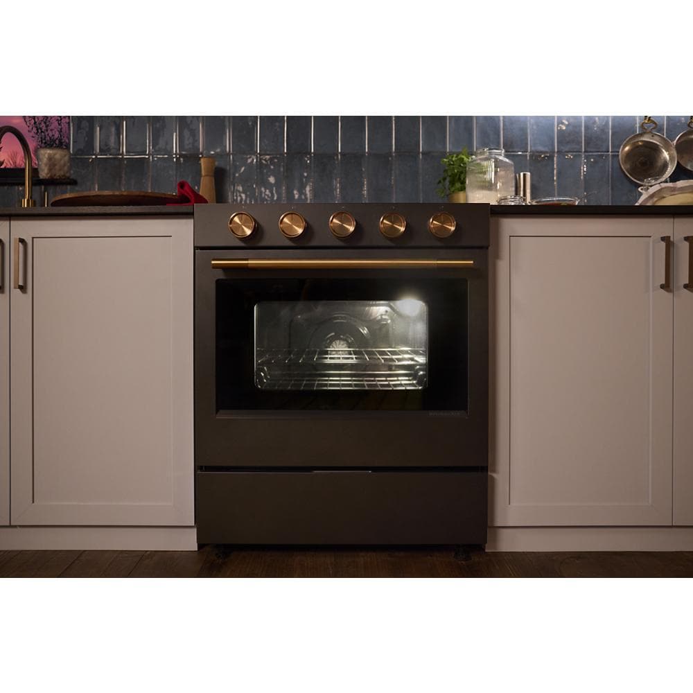 KitchenAid 5.0 Cu. Ft. Smart Slide-in Gas Range with Convection Cooking Modes and 2-in-1 Burner | KSGS530SBE