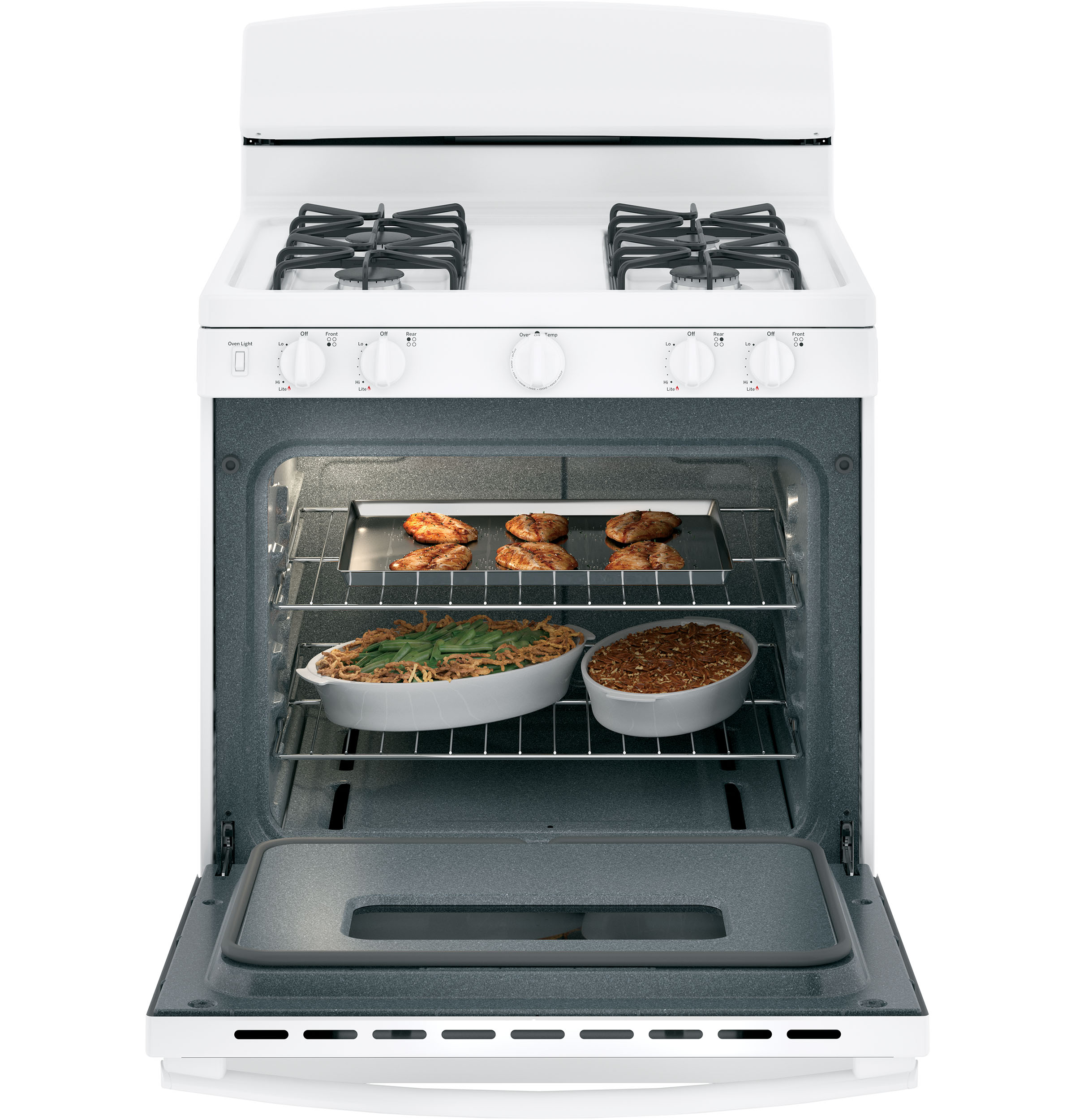 GE Free-Standing Front Control Gas Range | JGBS10DEMWW