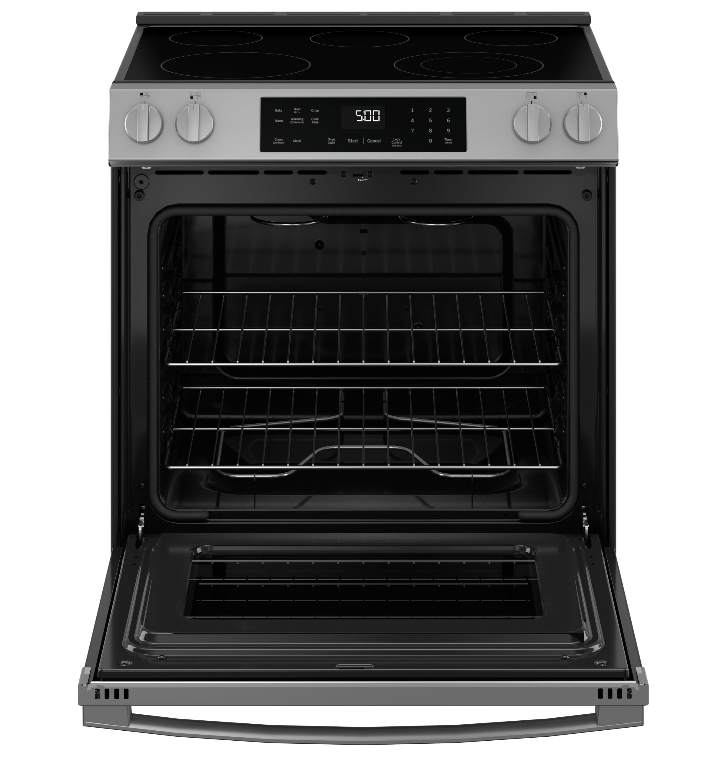 GE 30" Slide-In Electric Range with Crisp Mode | GRS500PVSS