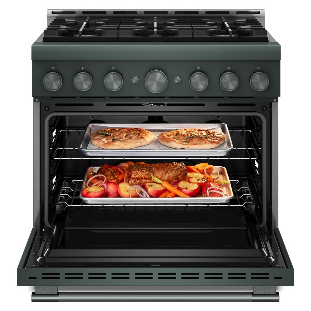 KitchenAid 36-Inch 6 Burner Commercial-Style Gas Range with No Preheat Air Fry Mode | KFGS936SJP