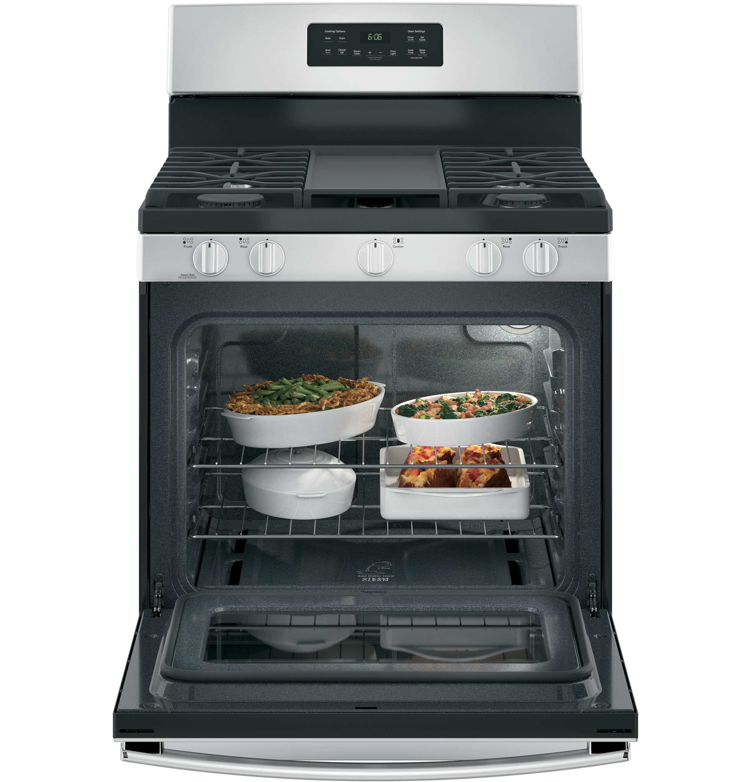 GE Free-Standing Front Control Gas Range | JGBS66REKSS