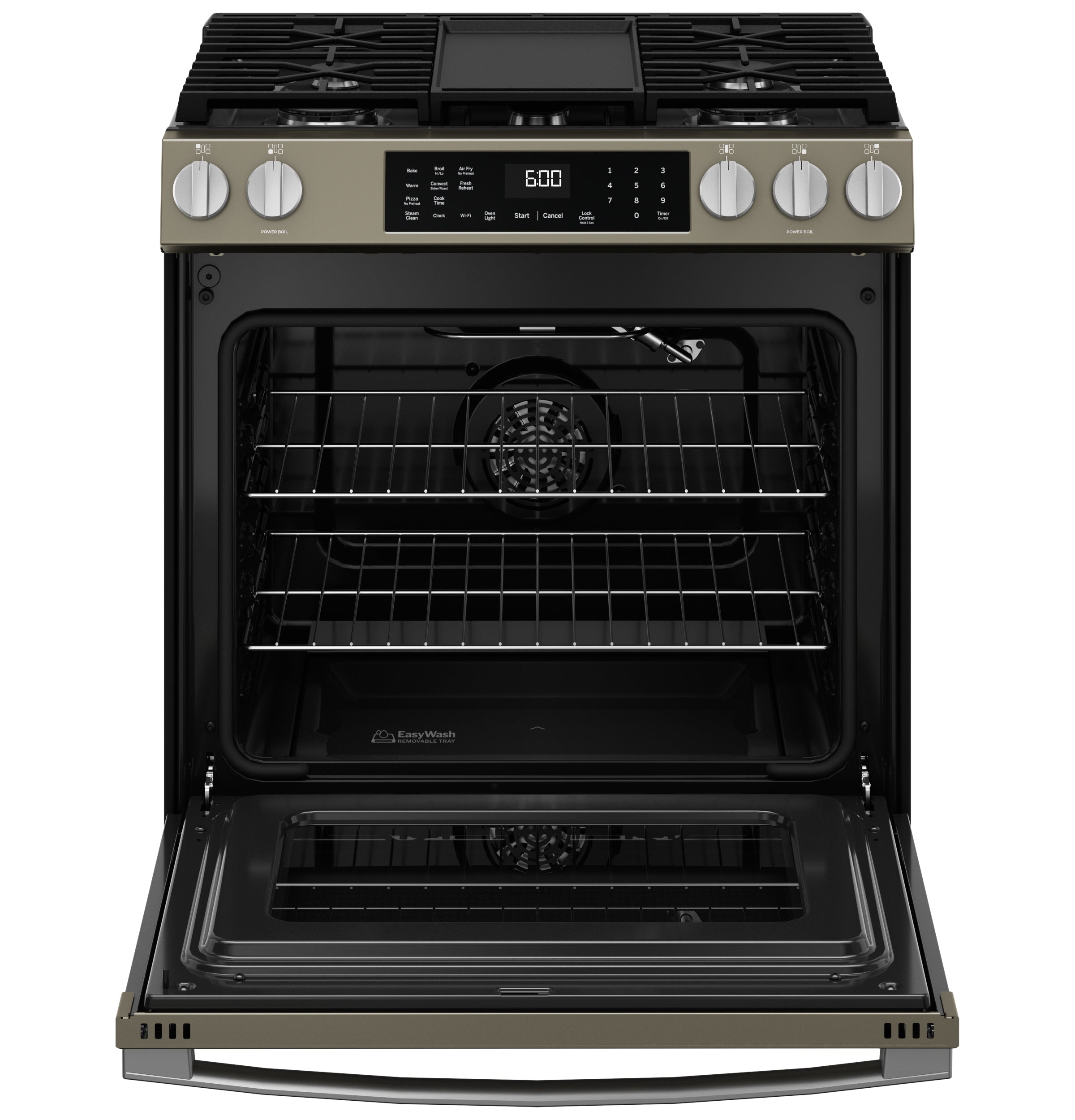 GE Slide-In Front-Control Convection Gas Range with No Preheat Air Fry and EasyWash™ Oven Tray | GGS600AVES