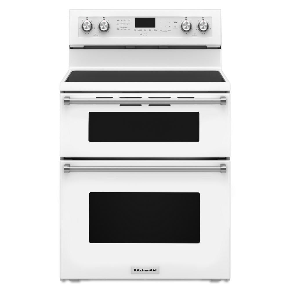 KitchenAid 5 Burner Electric Double Oven Convection Range | KFED500EWH