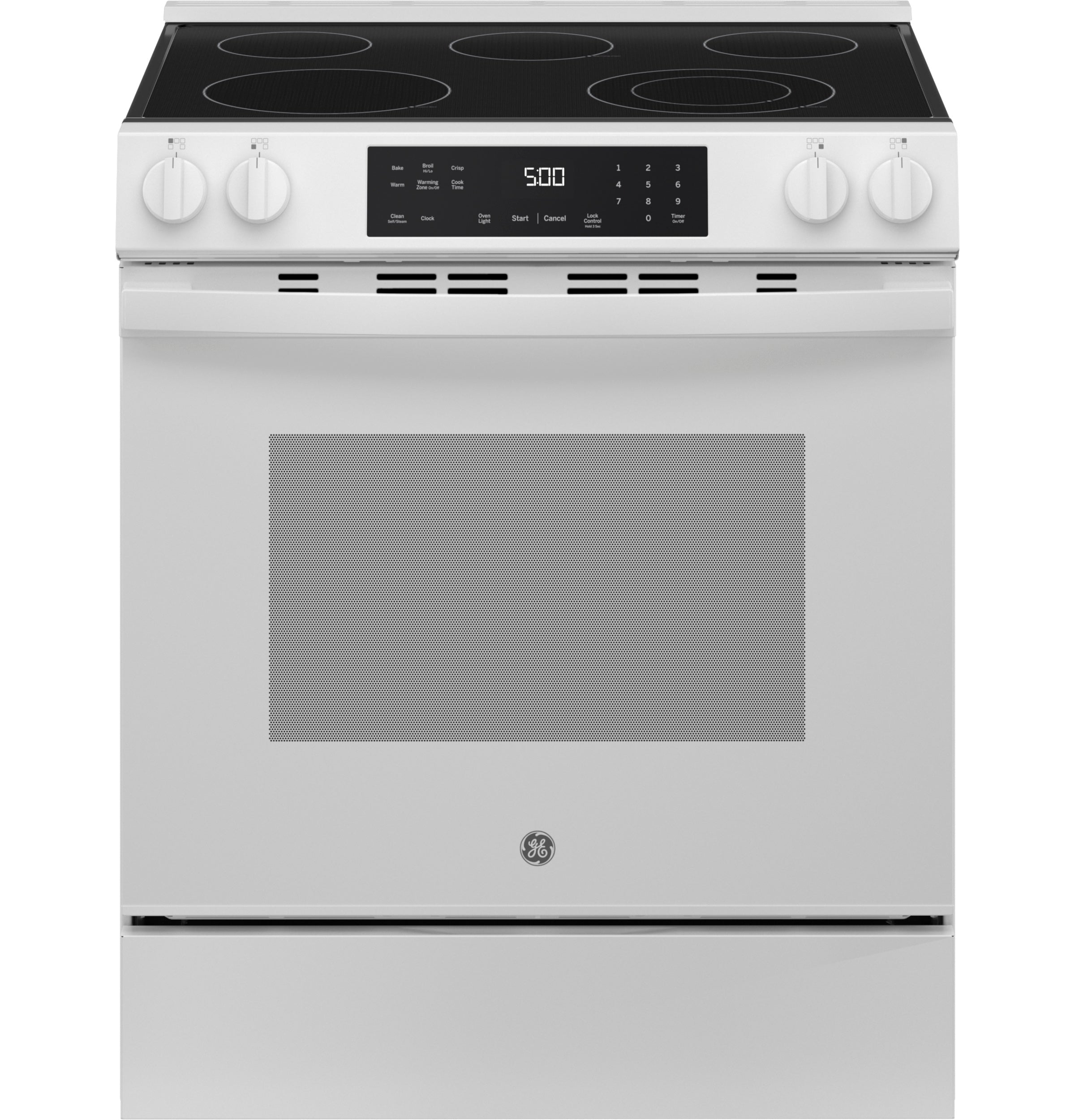 GE 30" Slide-In Electric Range with Crisp Mode | GRS500PVWW