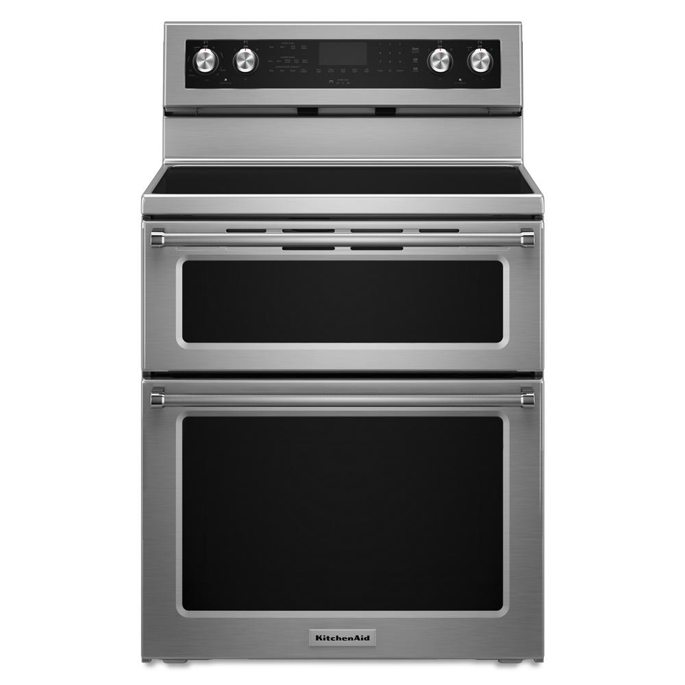 KitchenAid 5 Burner Electric Double Oven Convection Range | KFED500ESS