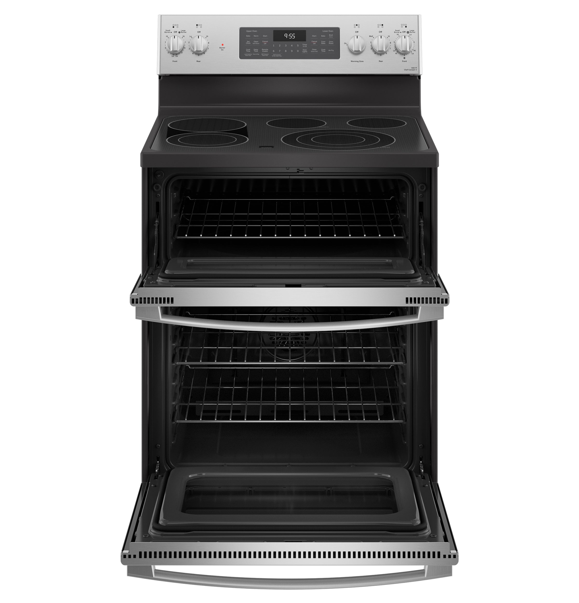 GE Profile 30" Smart Free-Standing Electric Double Oven Convection Range with No Preheat Air Fry | PB965YPFS
