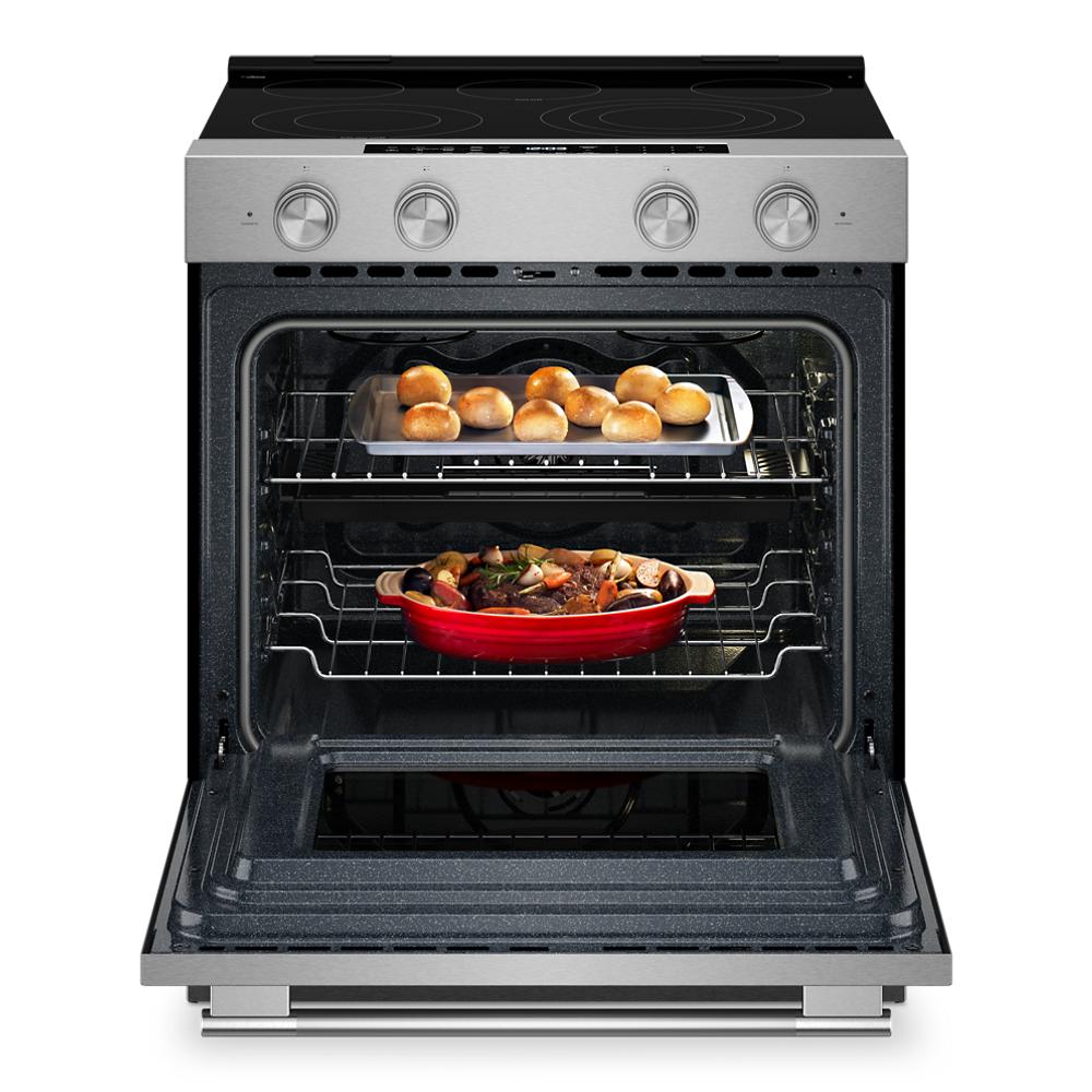 KitchenAid 5.3 Cu. Ft. Smart Slide-in Electric Range with Two Even-Heat™ Hyper Elements and Convection Cooking Modes | KSES530SPS