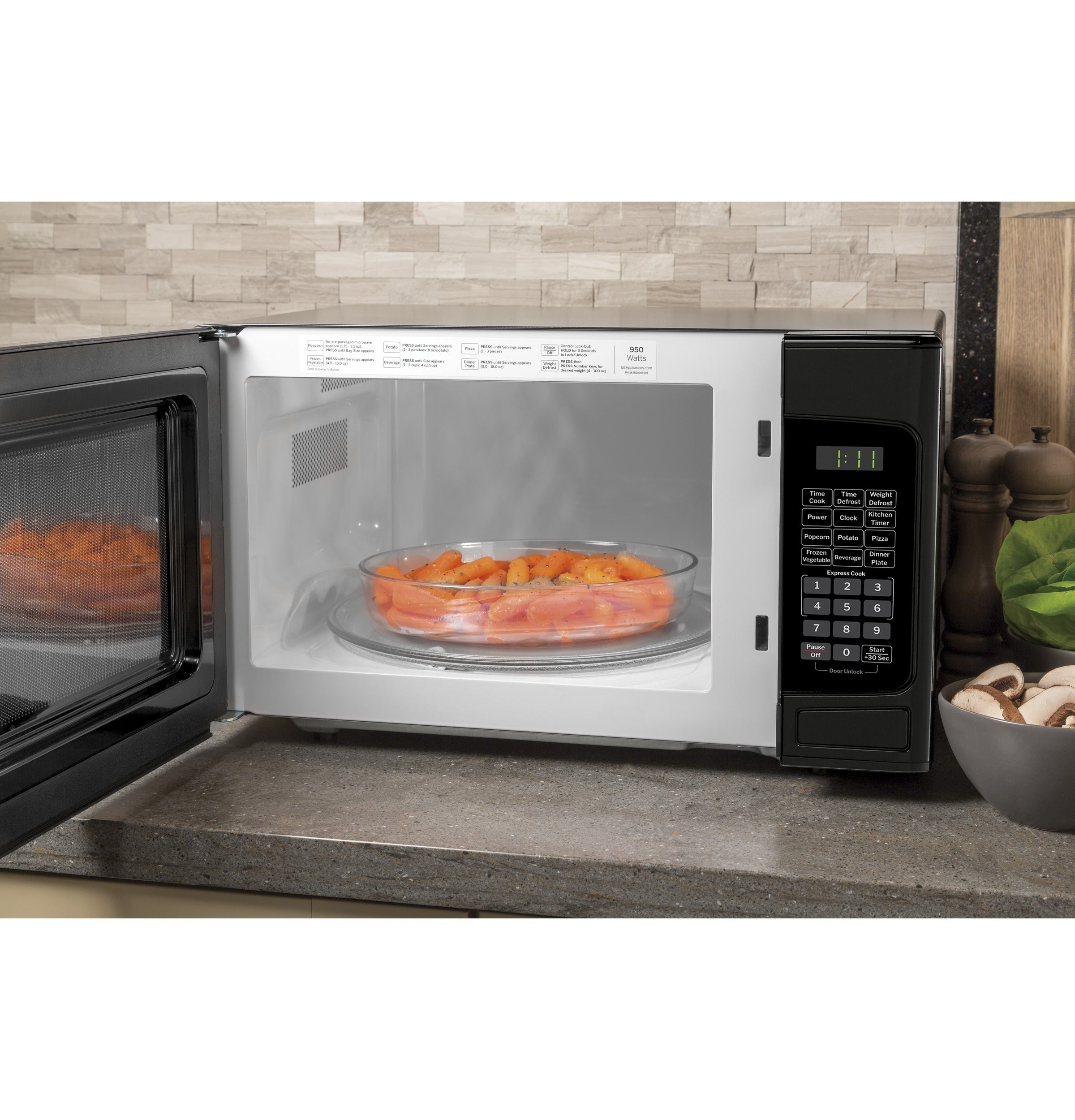 GE 1.1 Cu. Ft. Capacity Countertop Microwave Oven | GCST11N1WBB