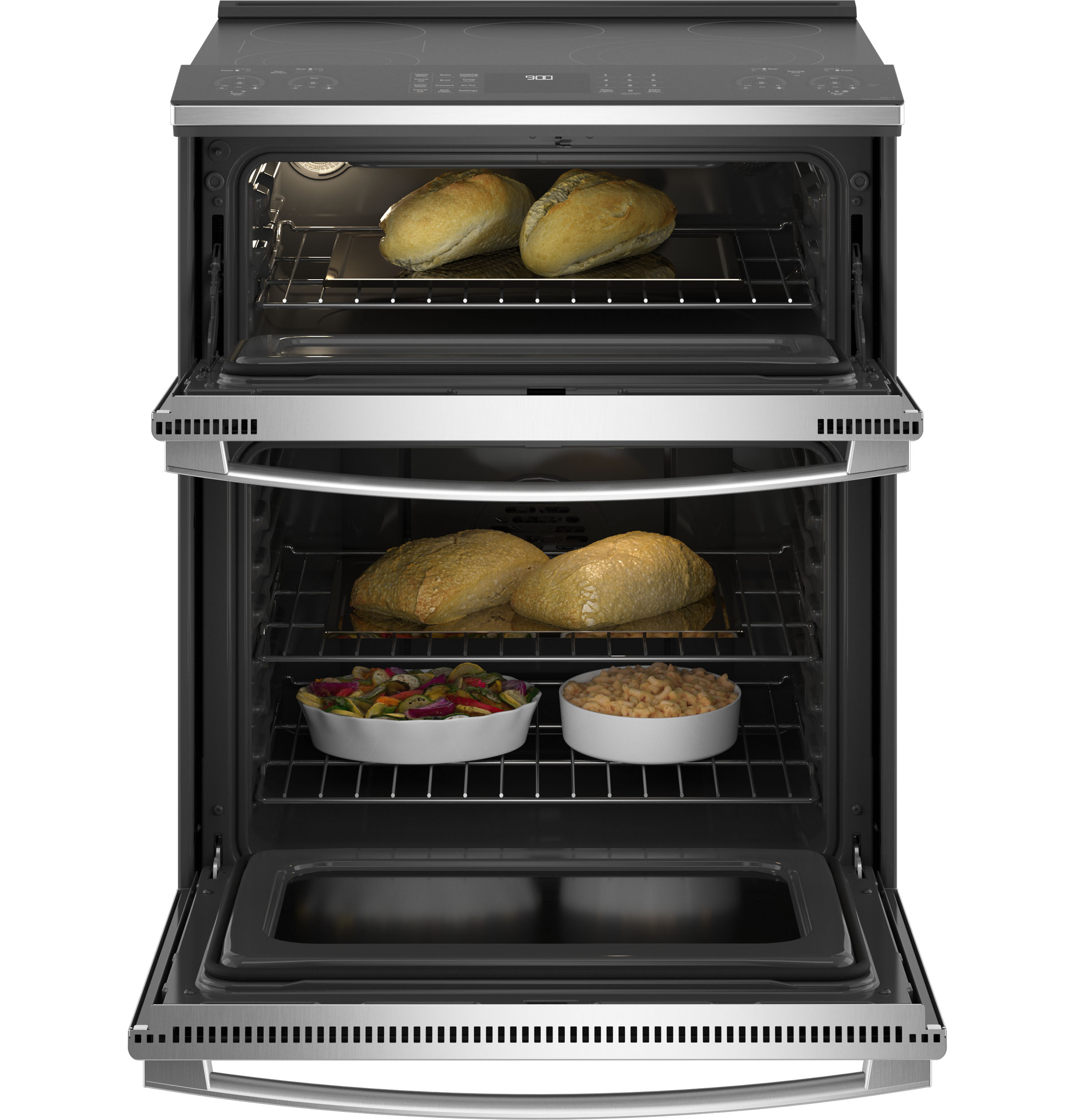 GE Profile 30" Smart Slide-In Electric Double Oven Convection Fingerprint Resistant Range | PS960YPFS