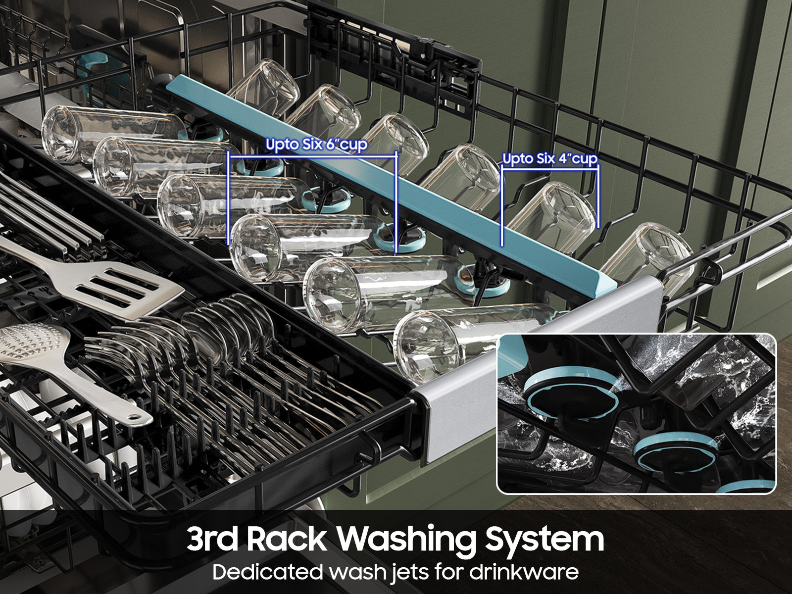 Samsung 38 dBA Bespoke Smart Dishwasher with 3rd Rack Washing System | DW90F89T0USR