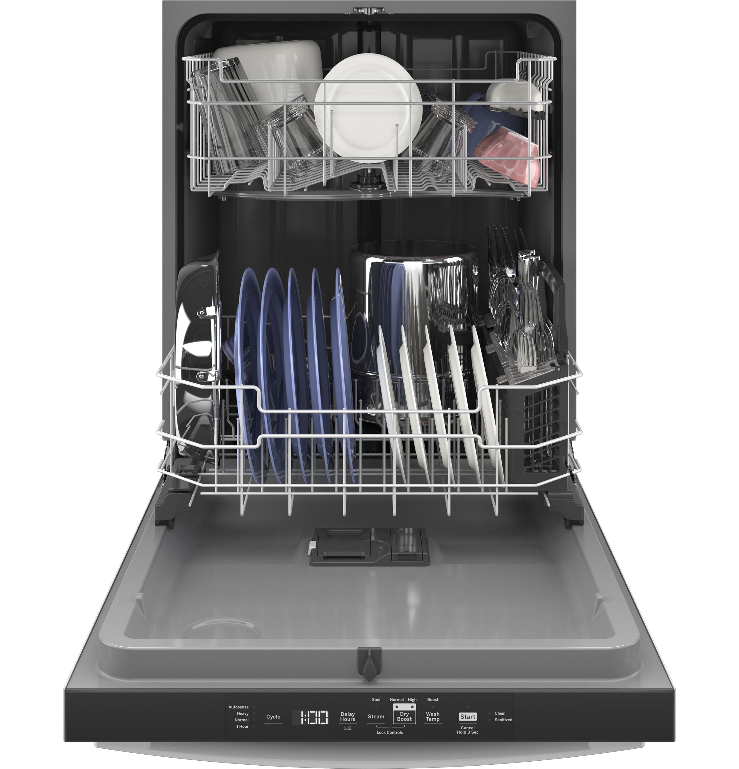 GE Top Control with Plastic Interior Dishwasher with Sanitize Cycle & Dry Boost | GDT550PGRBB