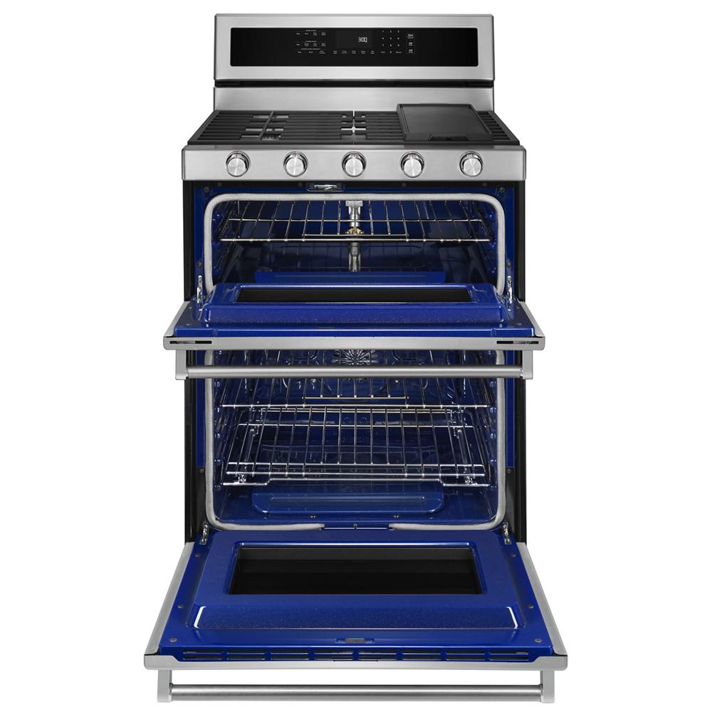 KitchenAid 5 Burner Gas Double Oven Convection Range | KFGD500ESS