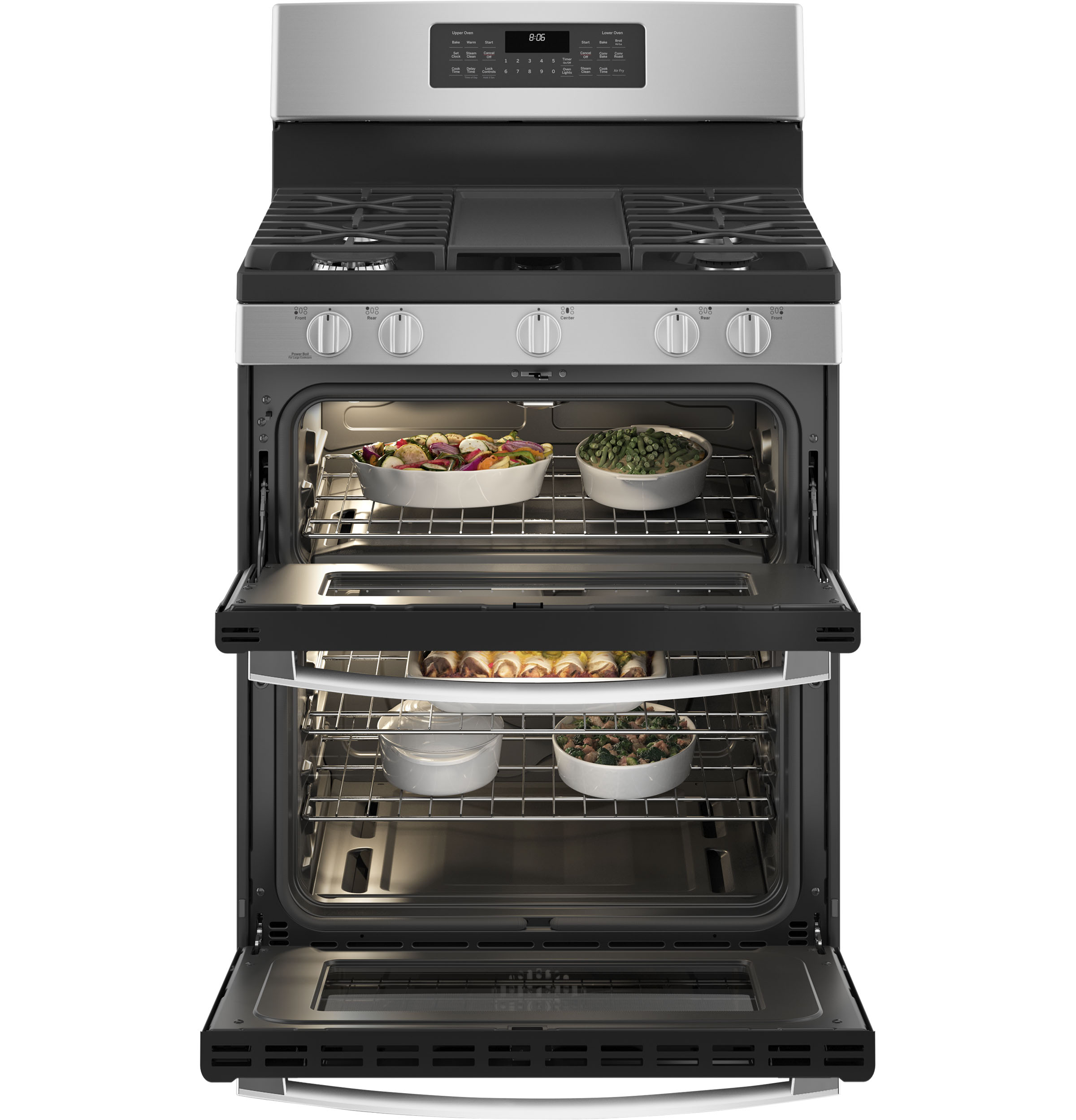 GE Free-Standing Gas Double Oven Convection Range | JGBS86SPSS