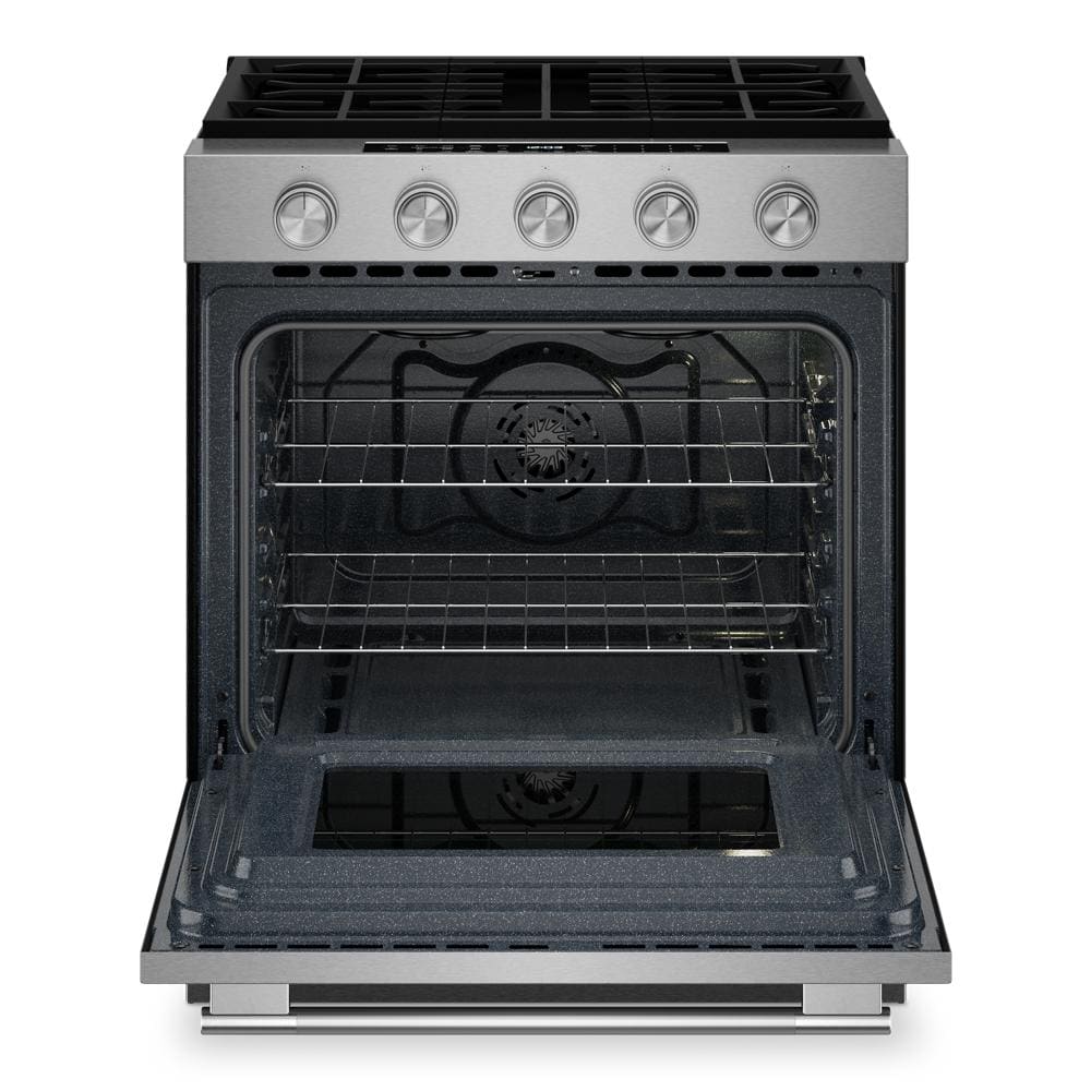 KitchenAid 5.0 Cu. Ft. Smart Slide-in Gas Range with Convection Cooking Modes and 2-in-1 Burner | KSGS530SPS