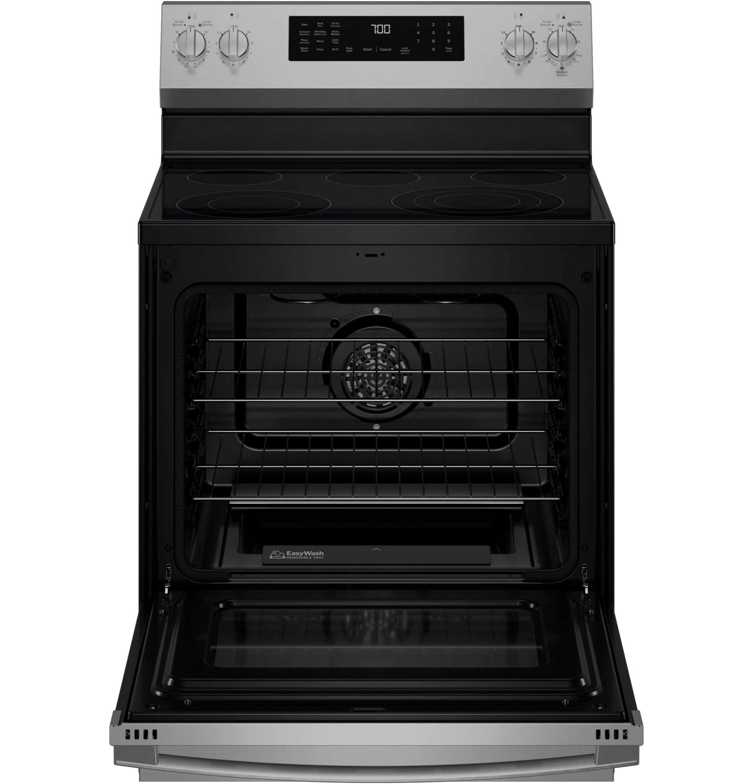 GE Profile Smart Free-Standing Electric Convection Range with No Preheat Air Fry and EasyWash™ Oven Tray | PRF700AYFS