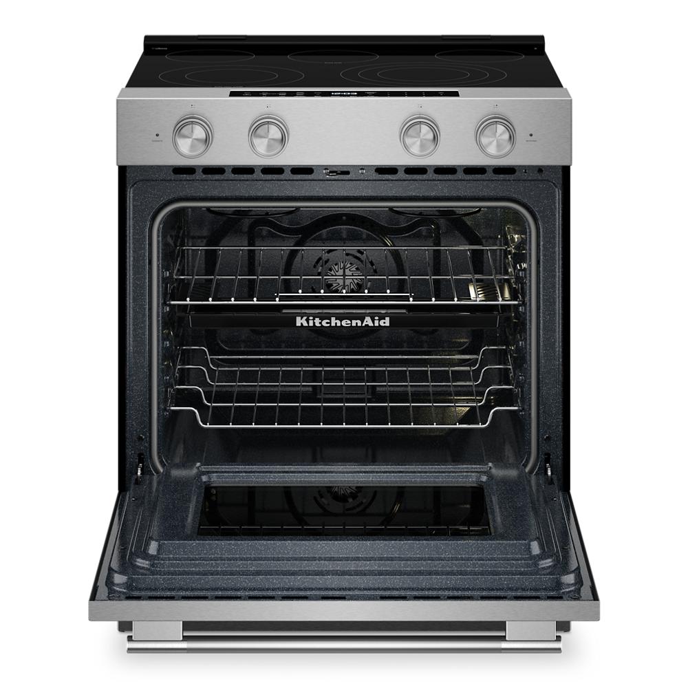 KitchenAid 5.3 Cu. Ft. Smart Slide-in Electric Range with Two Even-Heat™ Hyper Elements and Convection Cooking Modes | KSES530SPS