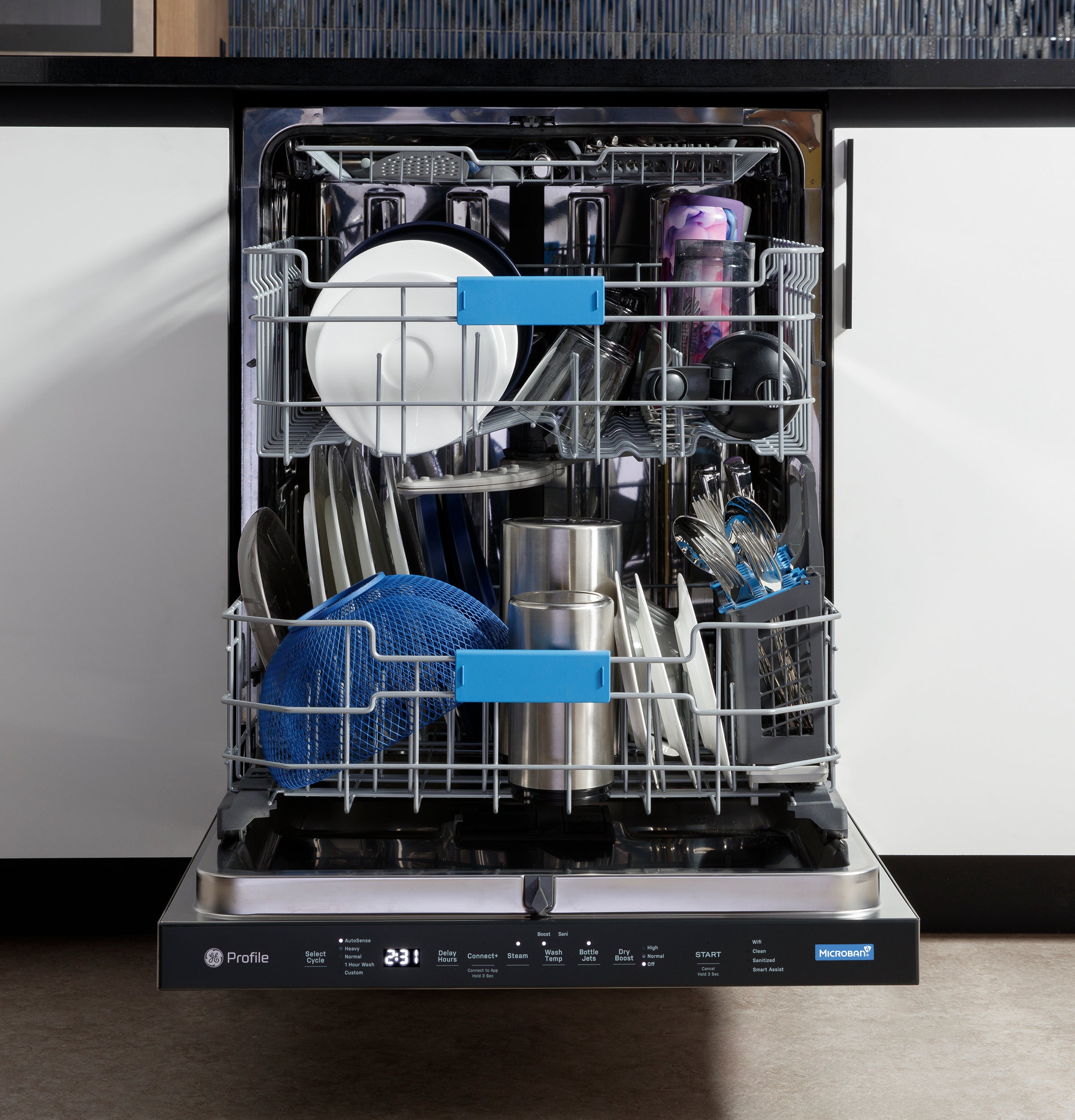 GE Profile Fingerprint Resistant Top Control Stainless Interior Dishwasher with Microban Antimicrobial Technology | PDT715SYVFS
