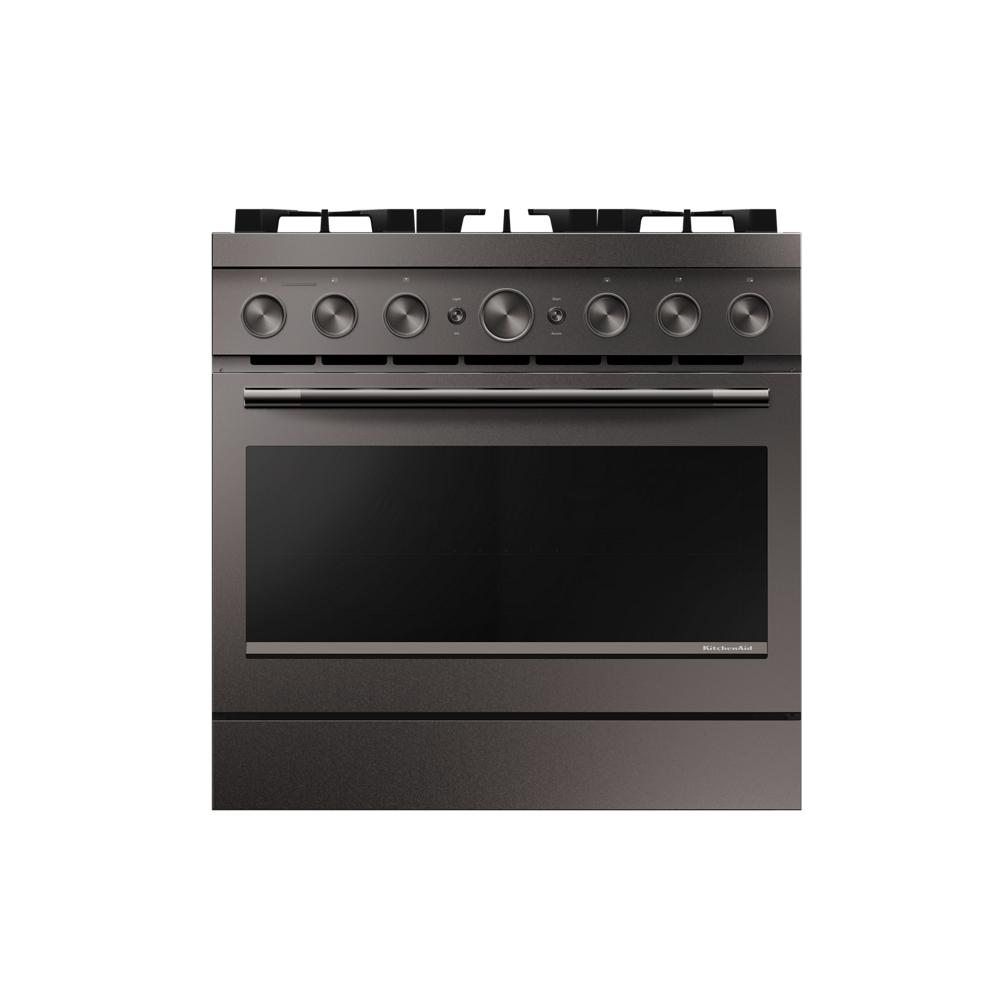KitchenAid 36-Inch 6 Burner Commercial-Style Gas Range with No Preheat Air Fry Mode | KFGS936SBE
