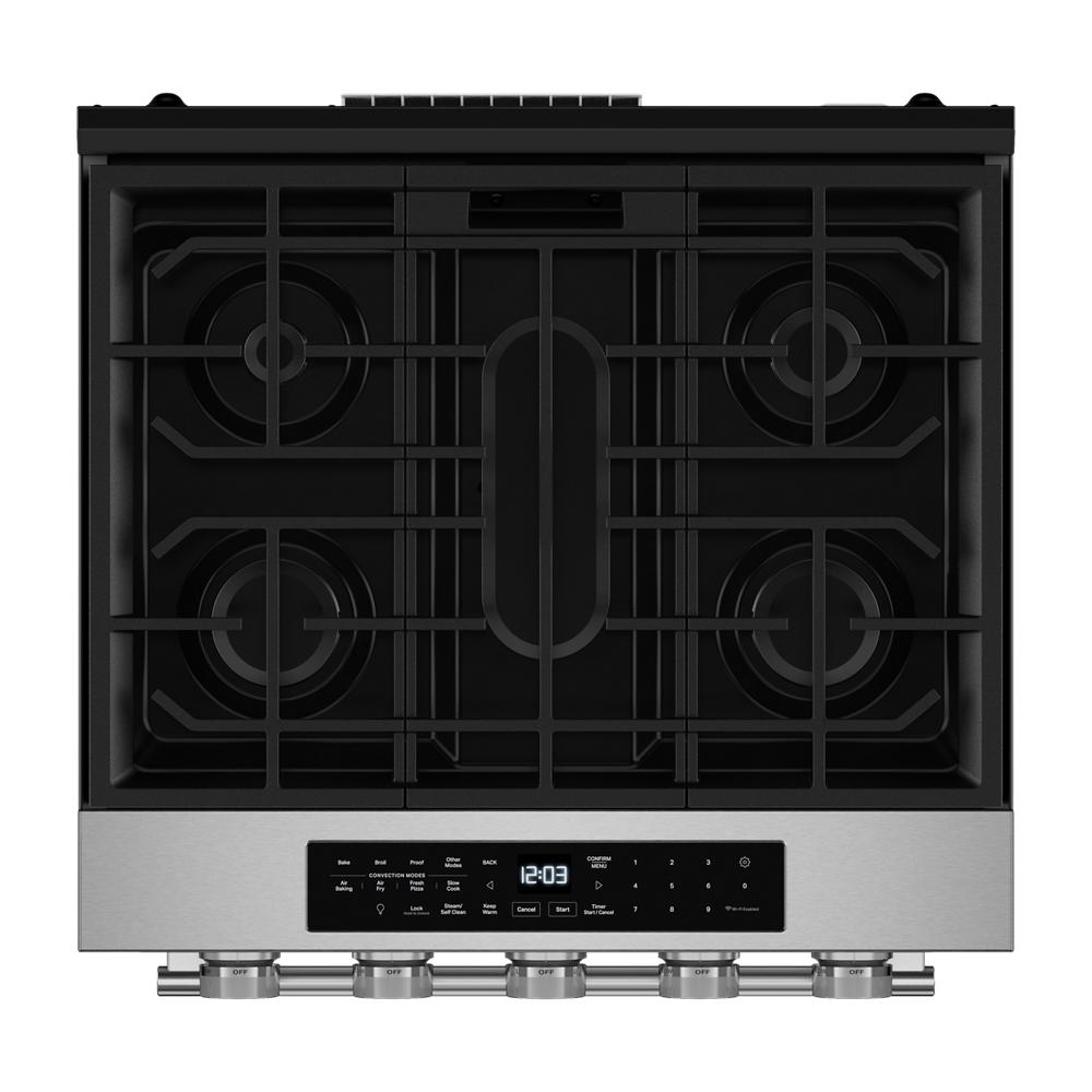 KitchenAid 5.0 Cu. Ft. Smart Slide-in Gas Range with Convection Cooking Modes | KSGS330SPS