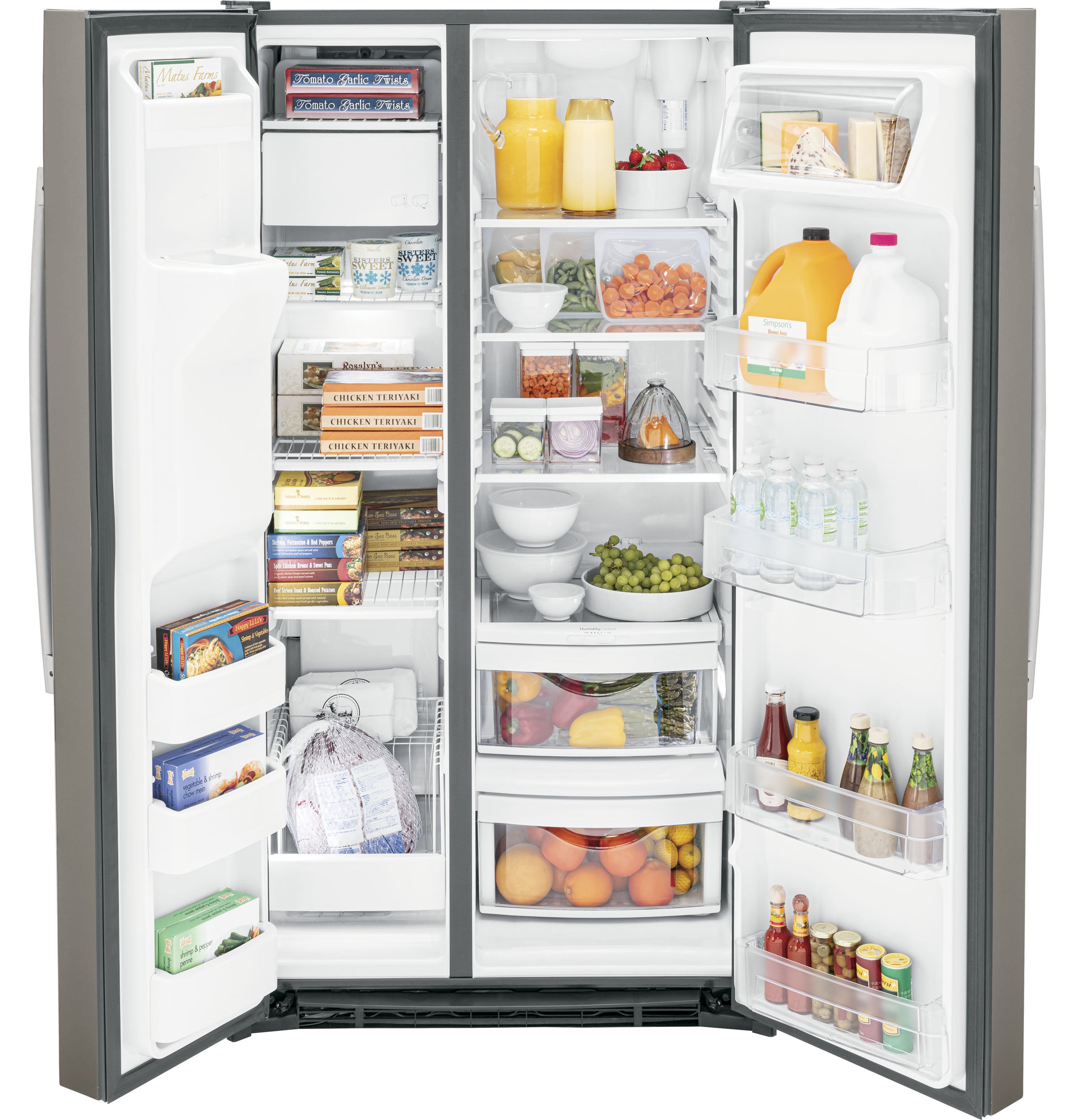 GE 25.3 Cu. Ft. Side-By-Side Refrigerator | GSS25GMPES