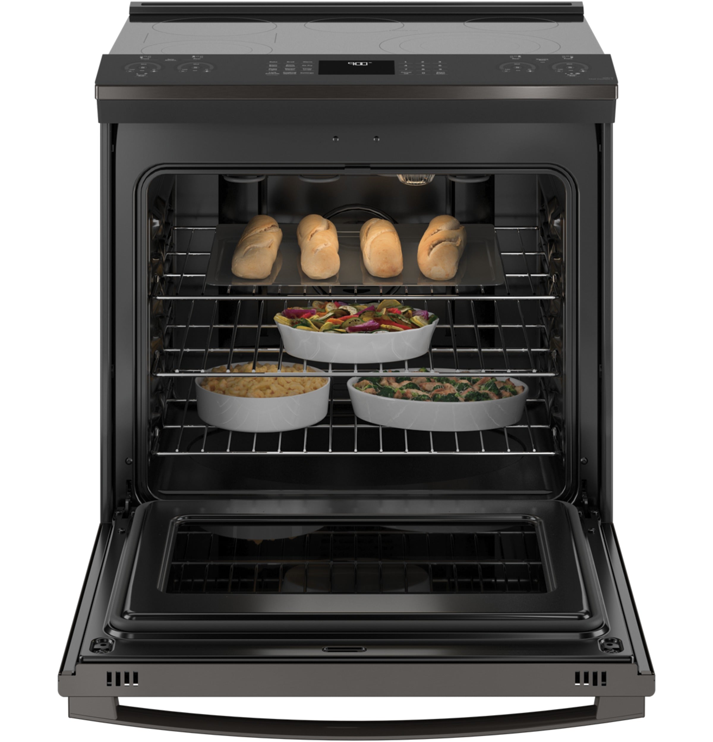 GE Profile Smart Slide-In Electric Convection Fingerprint Resistant Range with No Preheat Air Fry | PSS93BPTS