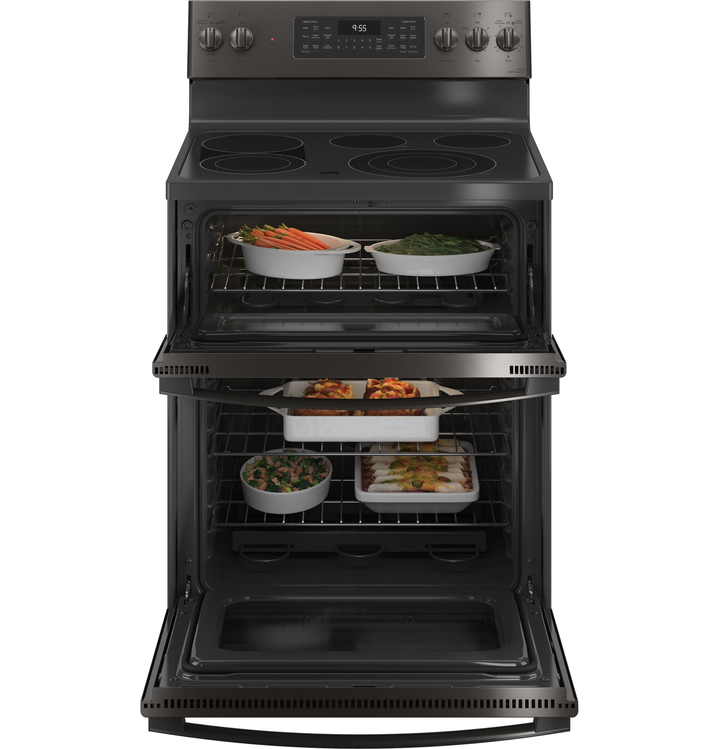 GE Profile 30" Smart Free-Standing Electric Double Oven Convection Range with No Preheat Air Fry | PB965BPTS