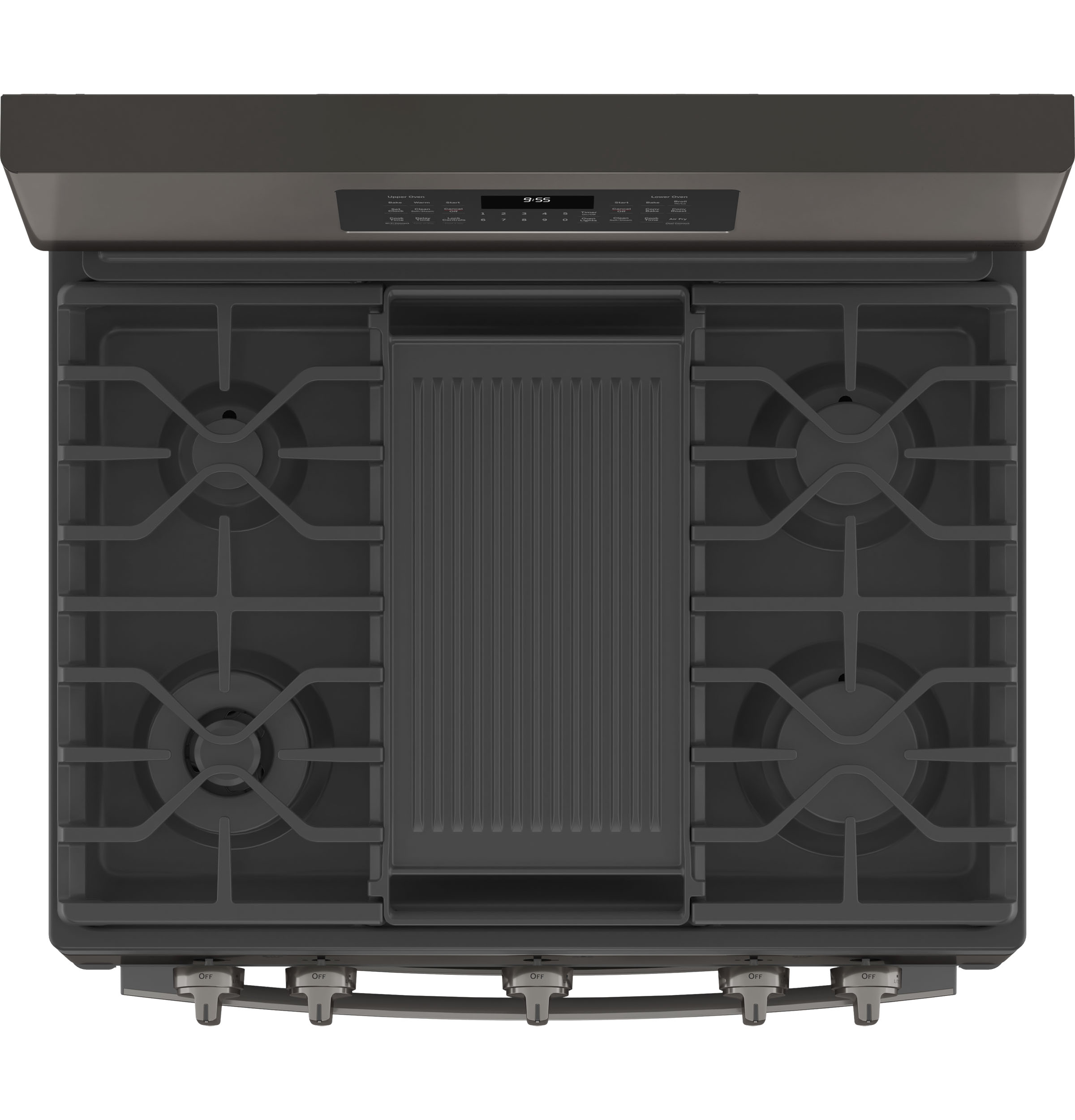 GE Profile Free-Standing Gas Double Oven Convection Fingerprint Resistant Range with No Preheat Air Fry | PGB965BPTS