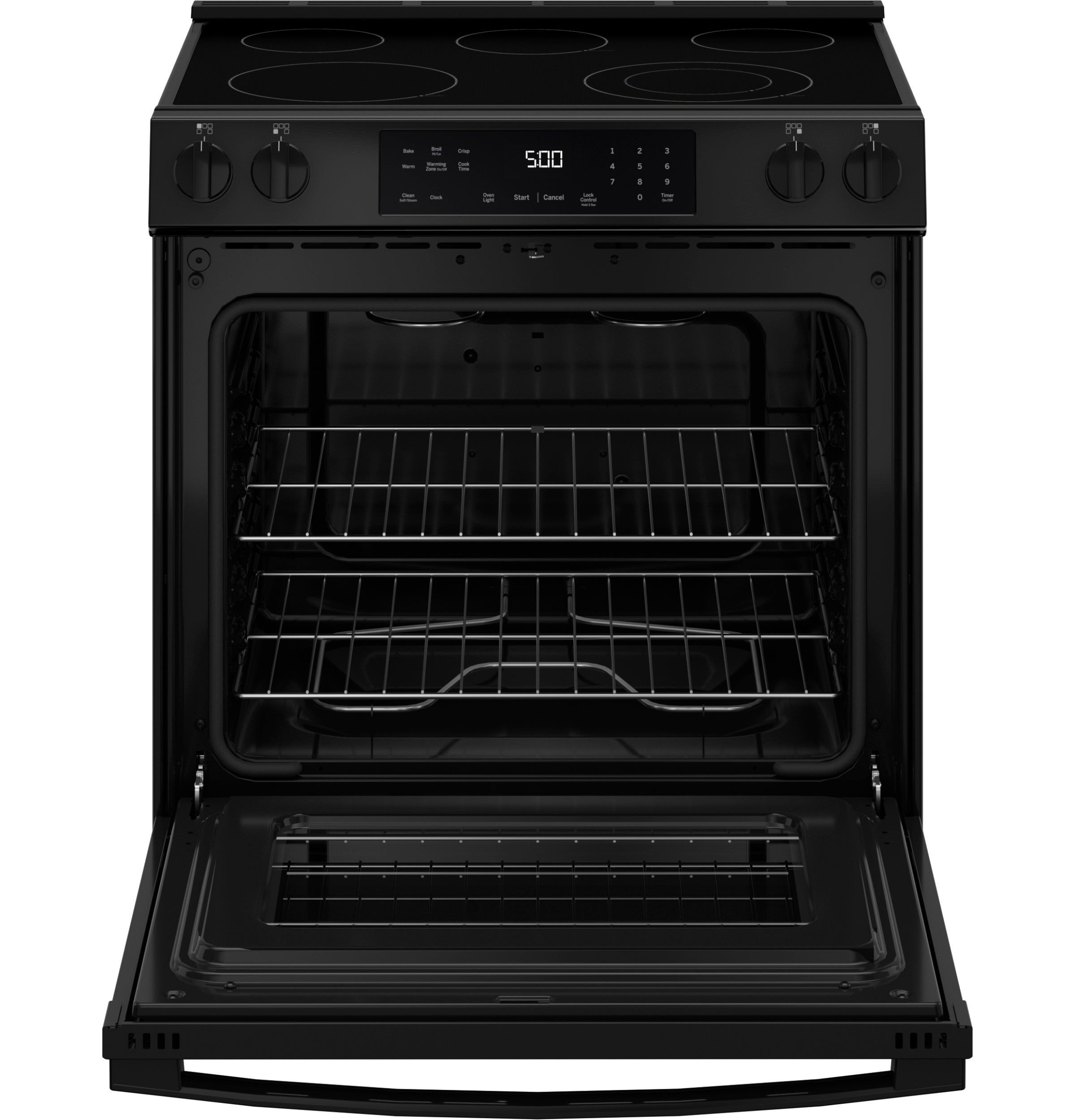 GE 30" Slide-In Electric Range with Crisp Mode | GRS500PVBB