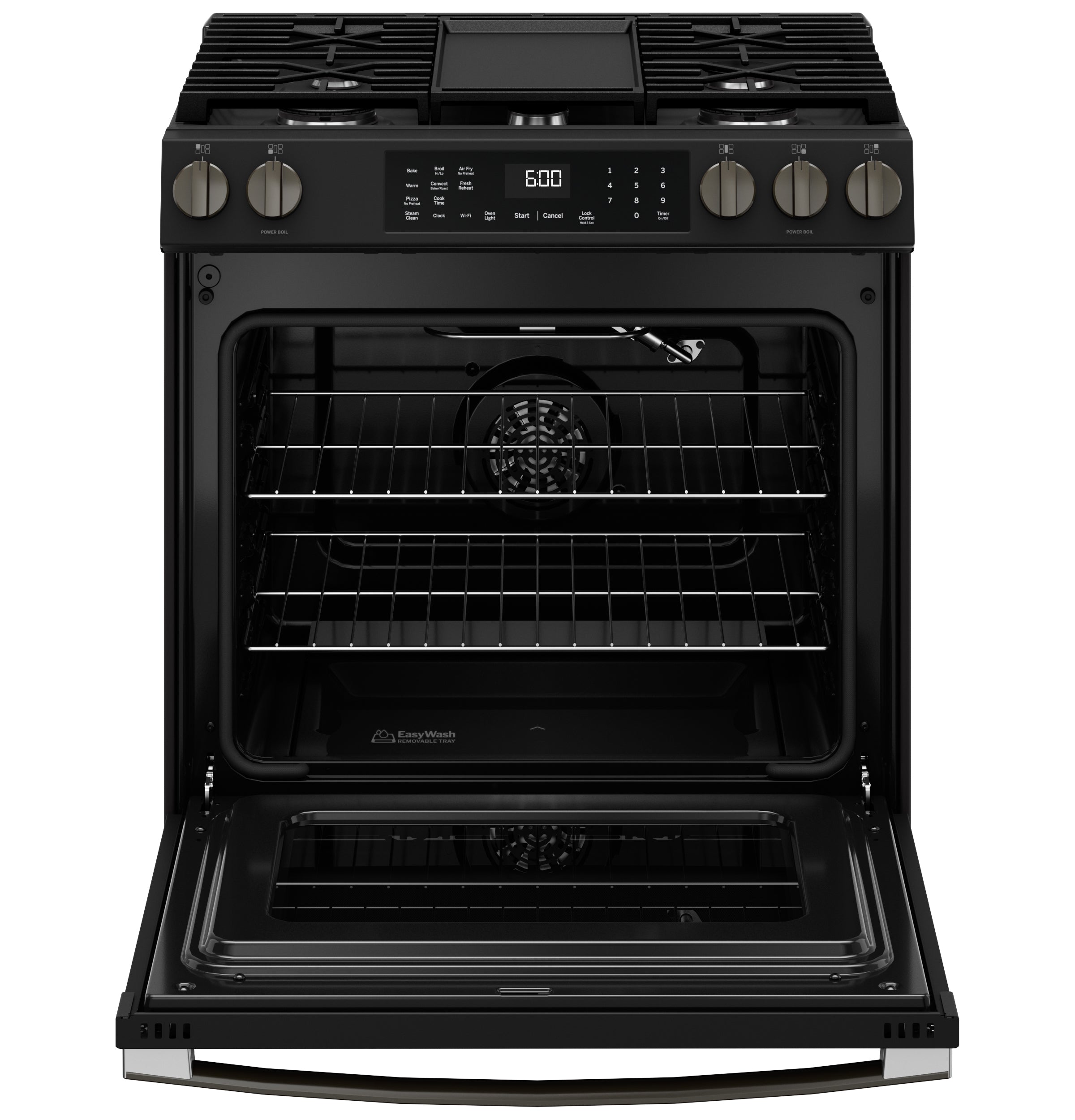 GE Slide-In Front-Control Convection Gas Range with No Preheat Air Fry and EasyWash™ Oven Tray | GGS600AVDS