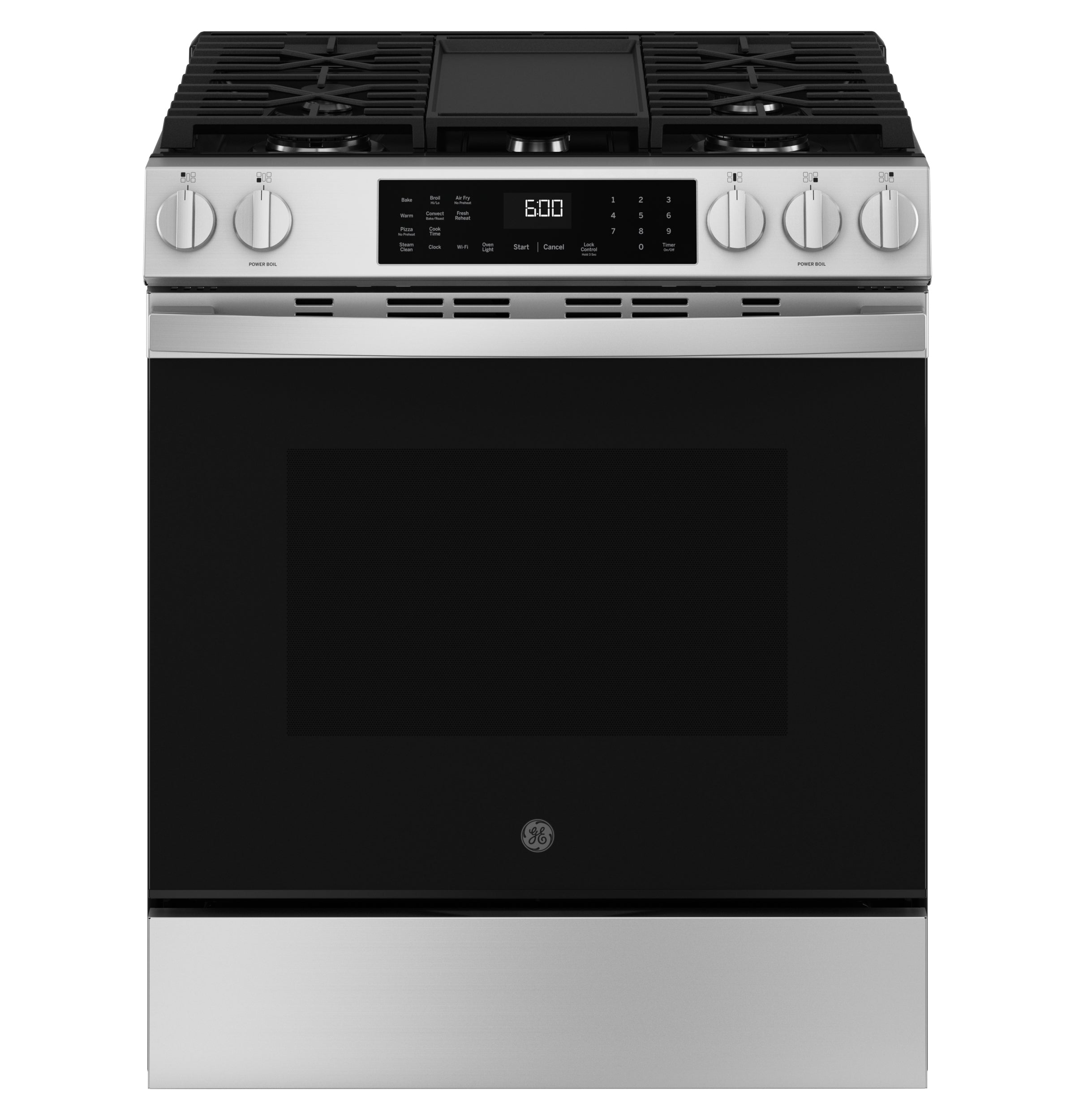 GE Slide-In Front-Control Convection Gas Range with No Preheat Air Fry and EasyWash™ Oven Tray | GGS600AVFS