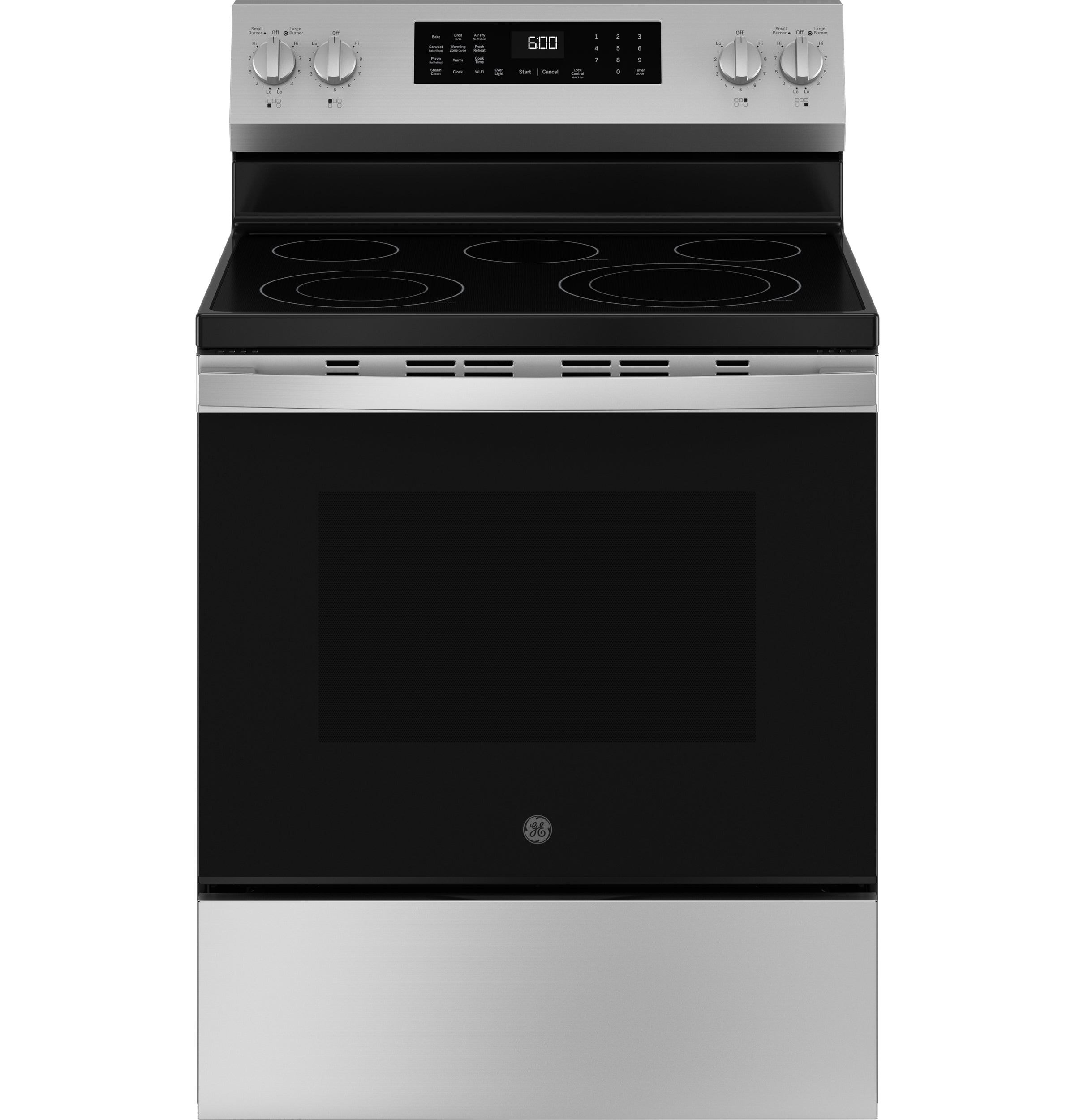 GE 30" Free-Standing Electric Convection Range with No Preheat Air Fry and EasyWash Oven Tray | GRF600AVSS